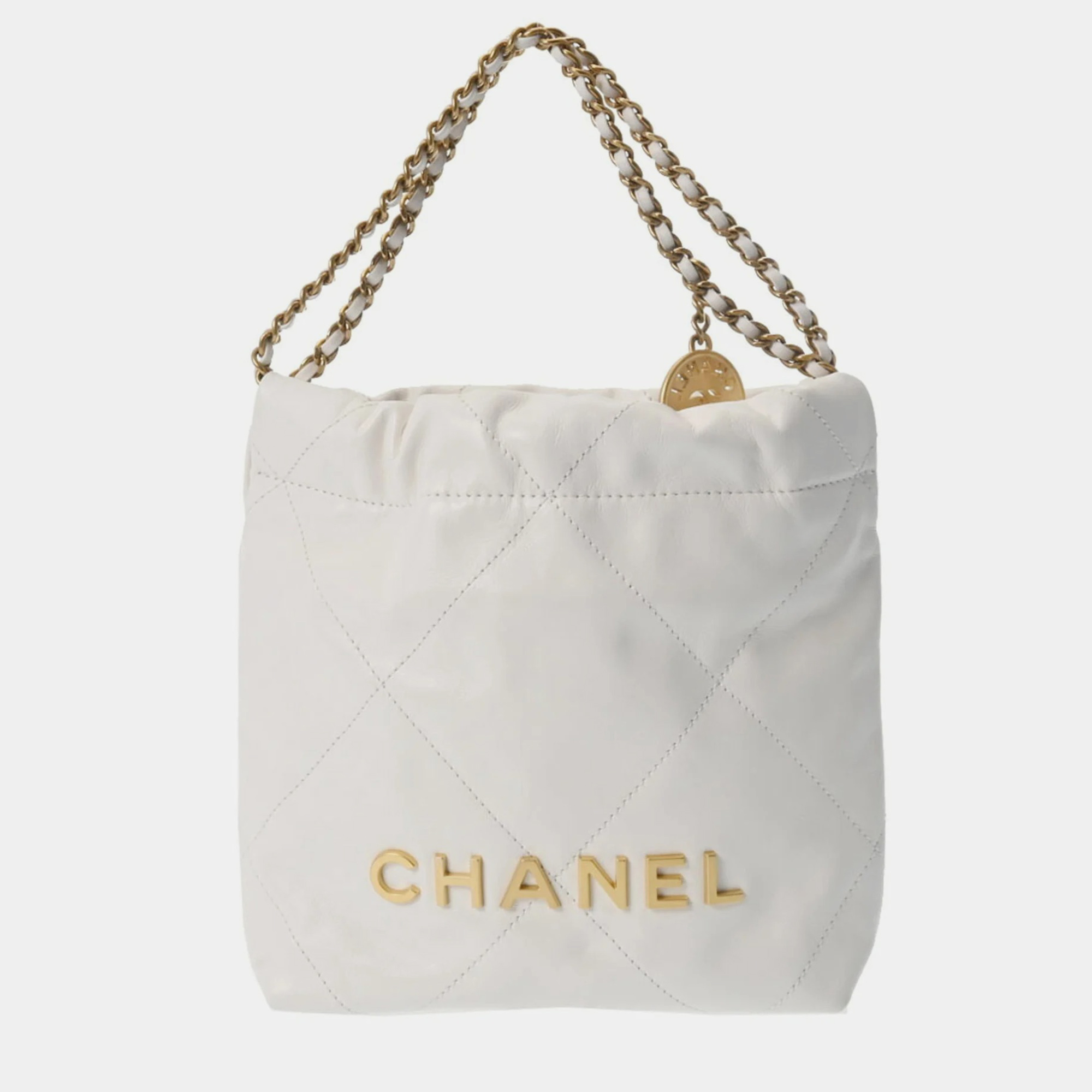 Chanel white leather small 22 hobos