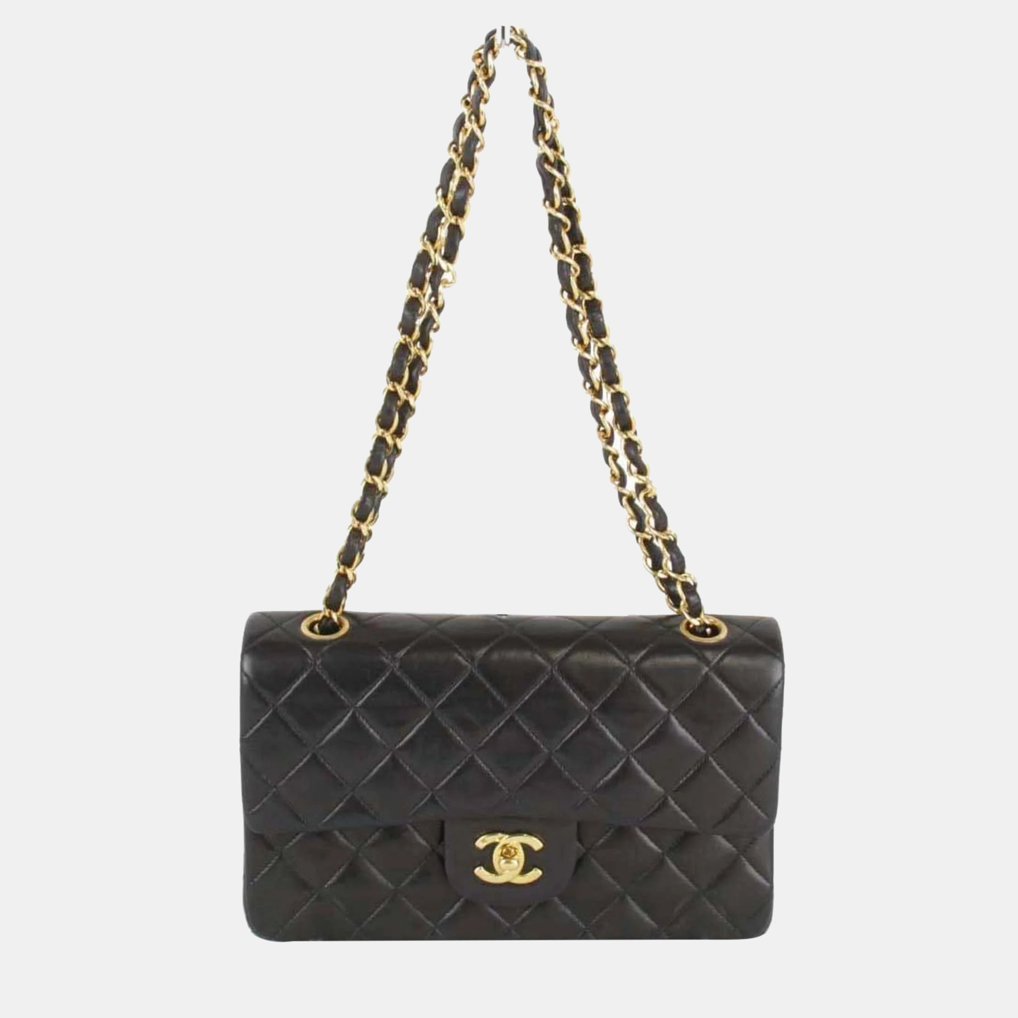 Chanel  lambskin leather small classic double flap shoulder bags
