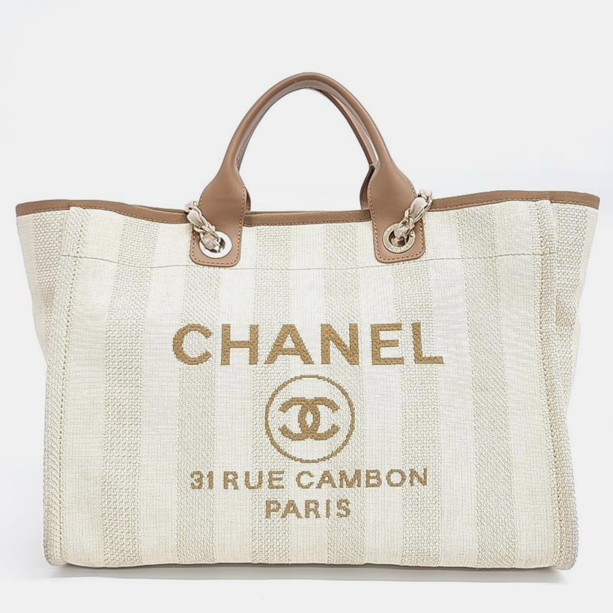 Chanel beige canvas deauville tote bag