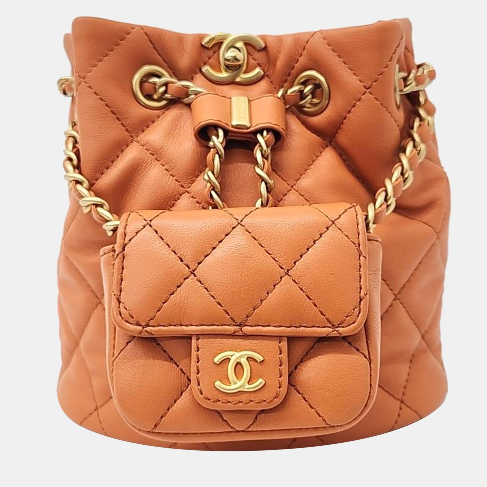 Chanel orange leather small backpack