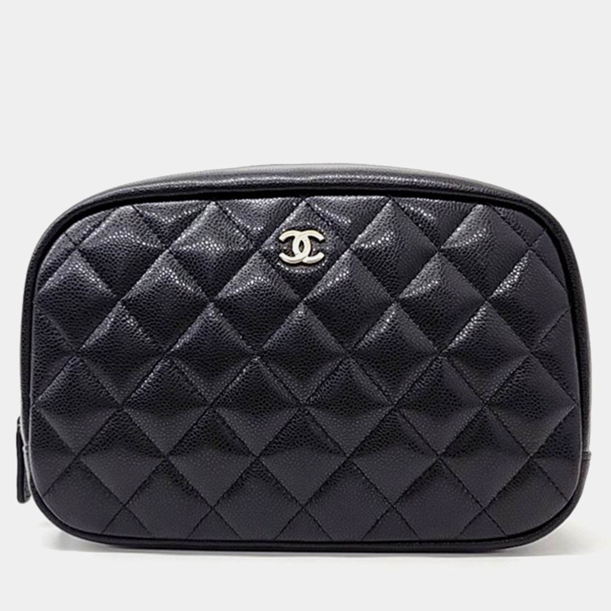 Chanel black caviar leather pouch