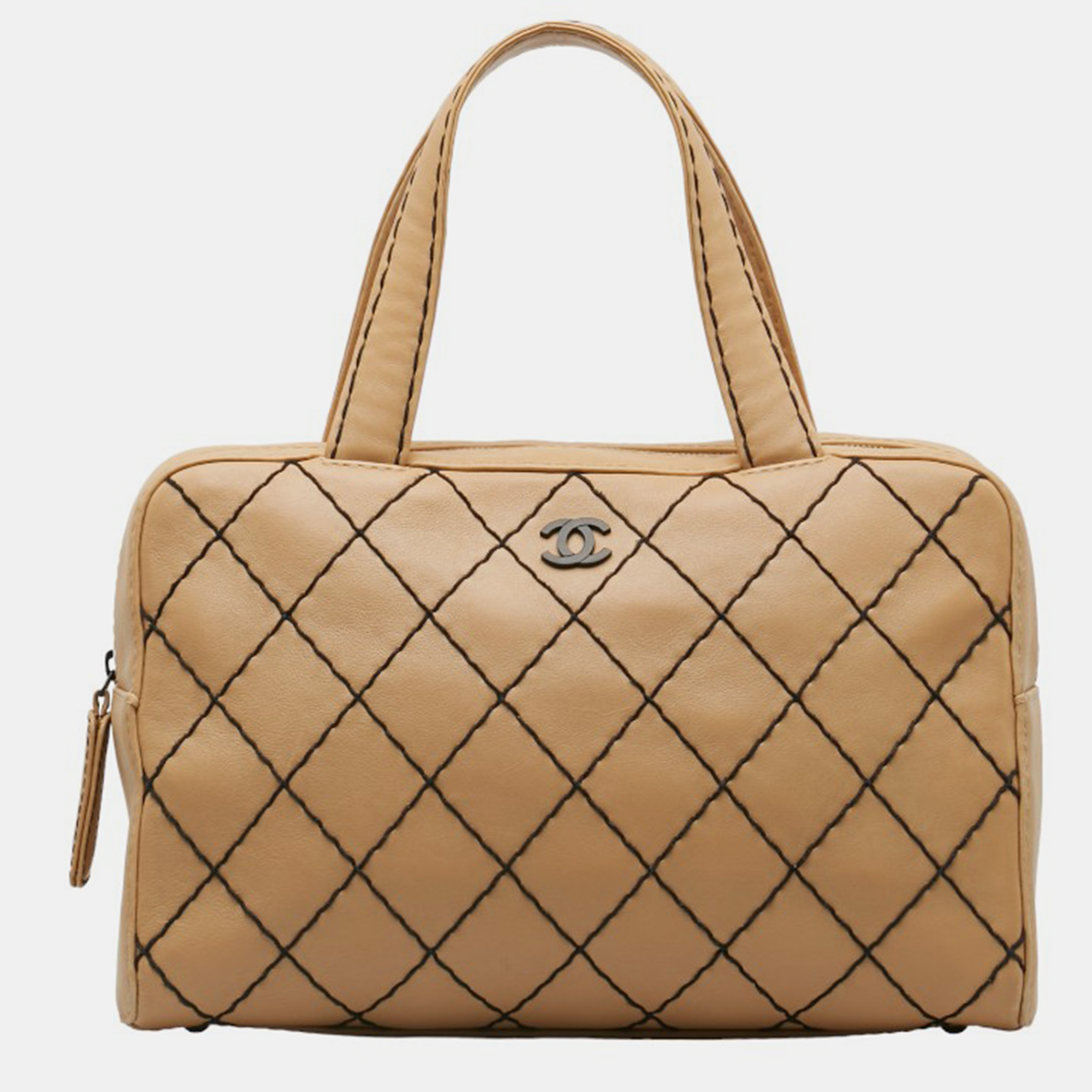 Chanel brown leather wild stitch handbag