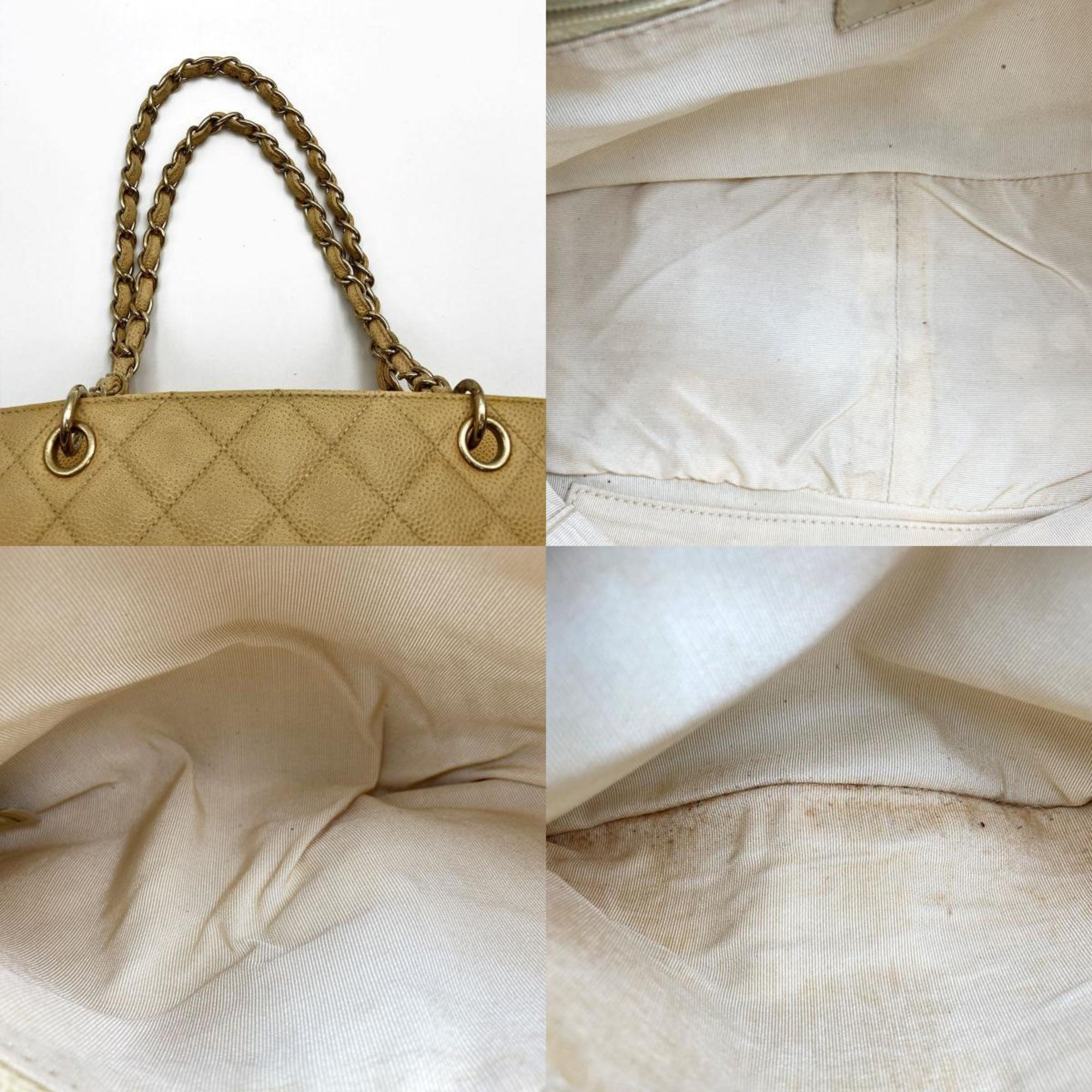 CHANEL Beige Petite Timeless Tote Quilted Caviar Shoulder Bag