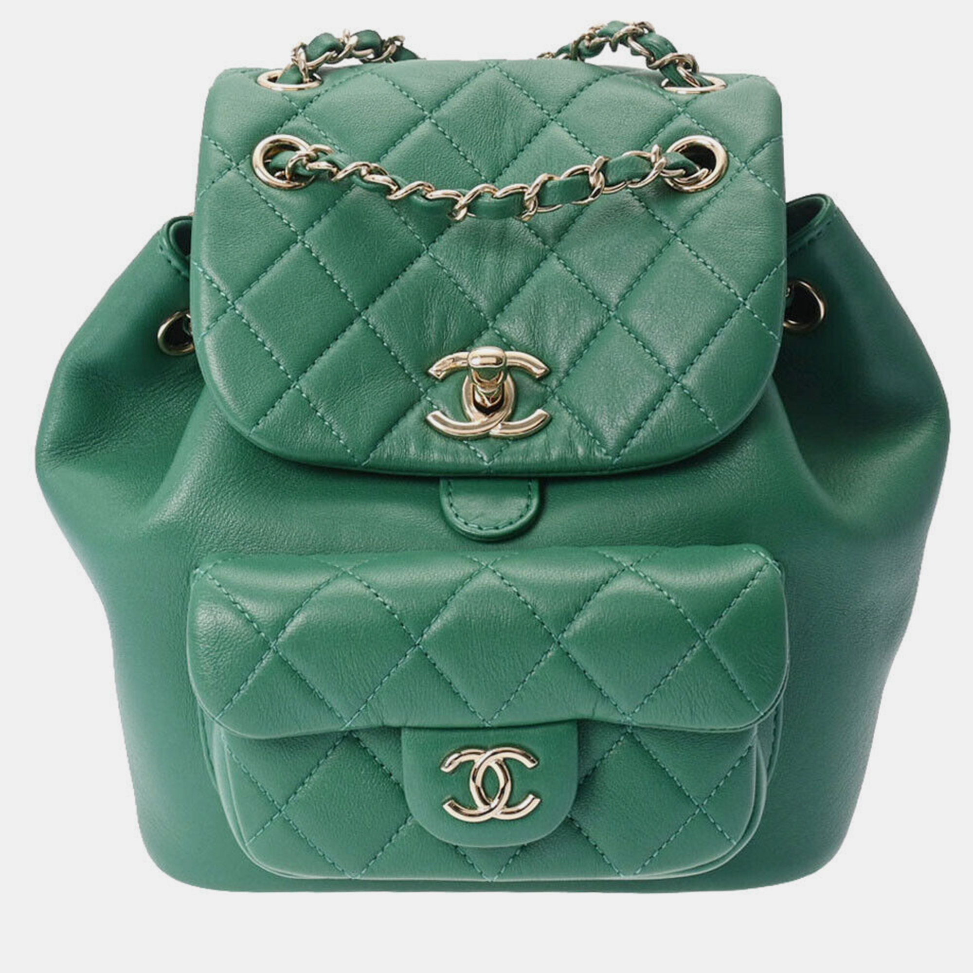 Chanel green leather duma backpack