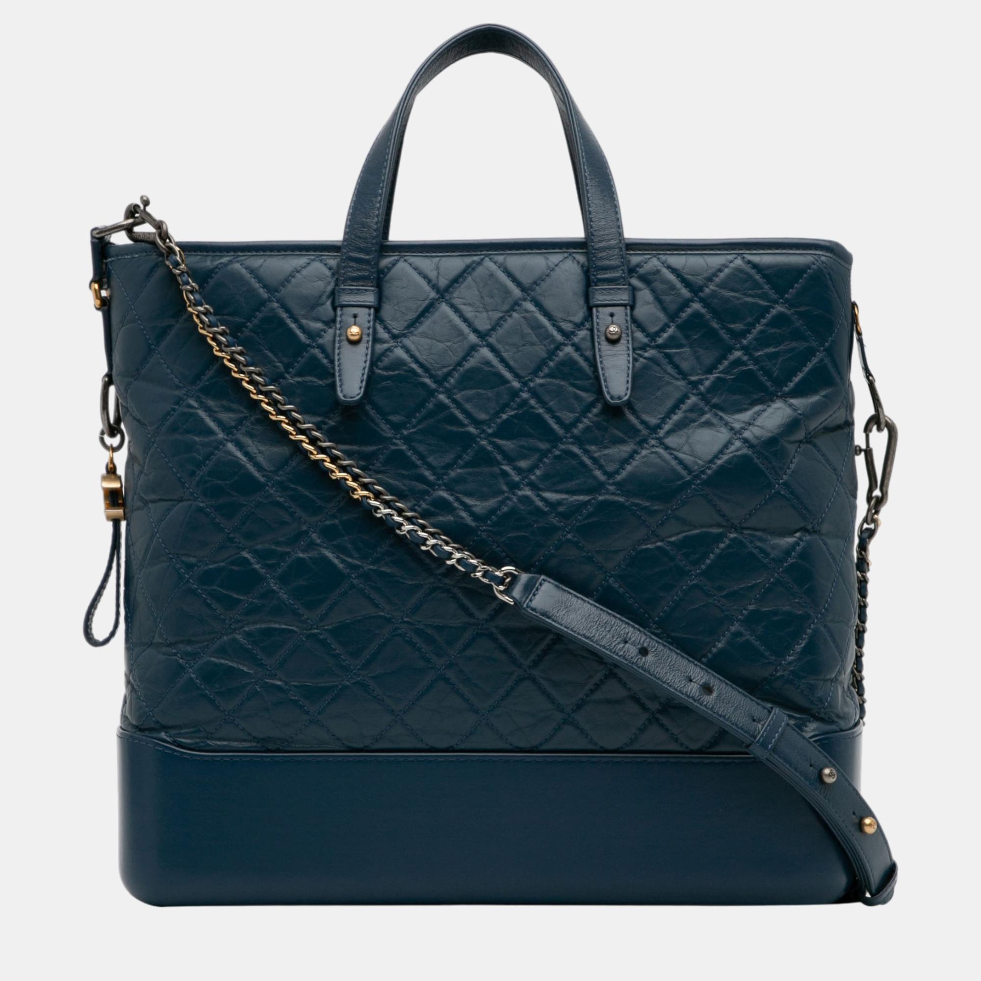 Chanel blue large gabrielle shopping satchel