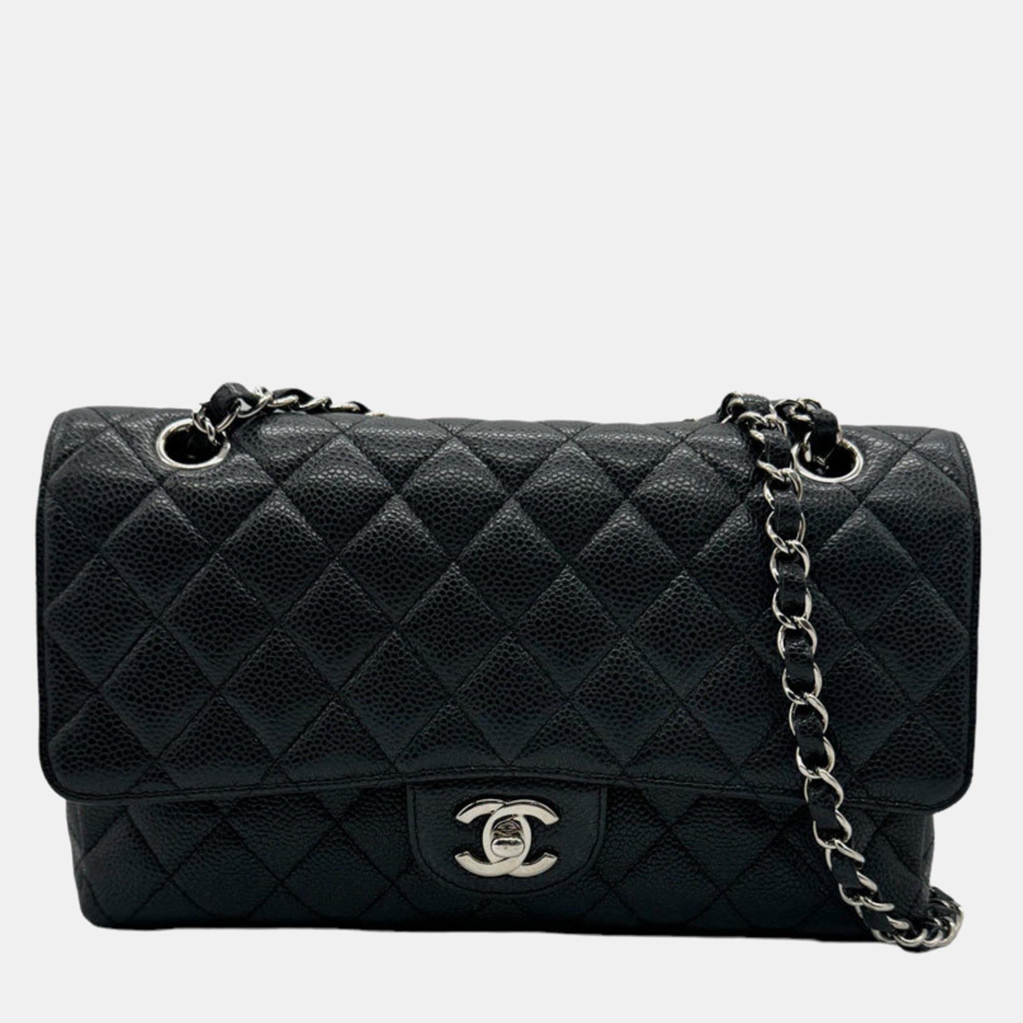 Chanel  caviar leather medium classic double flap shoulder bags