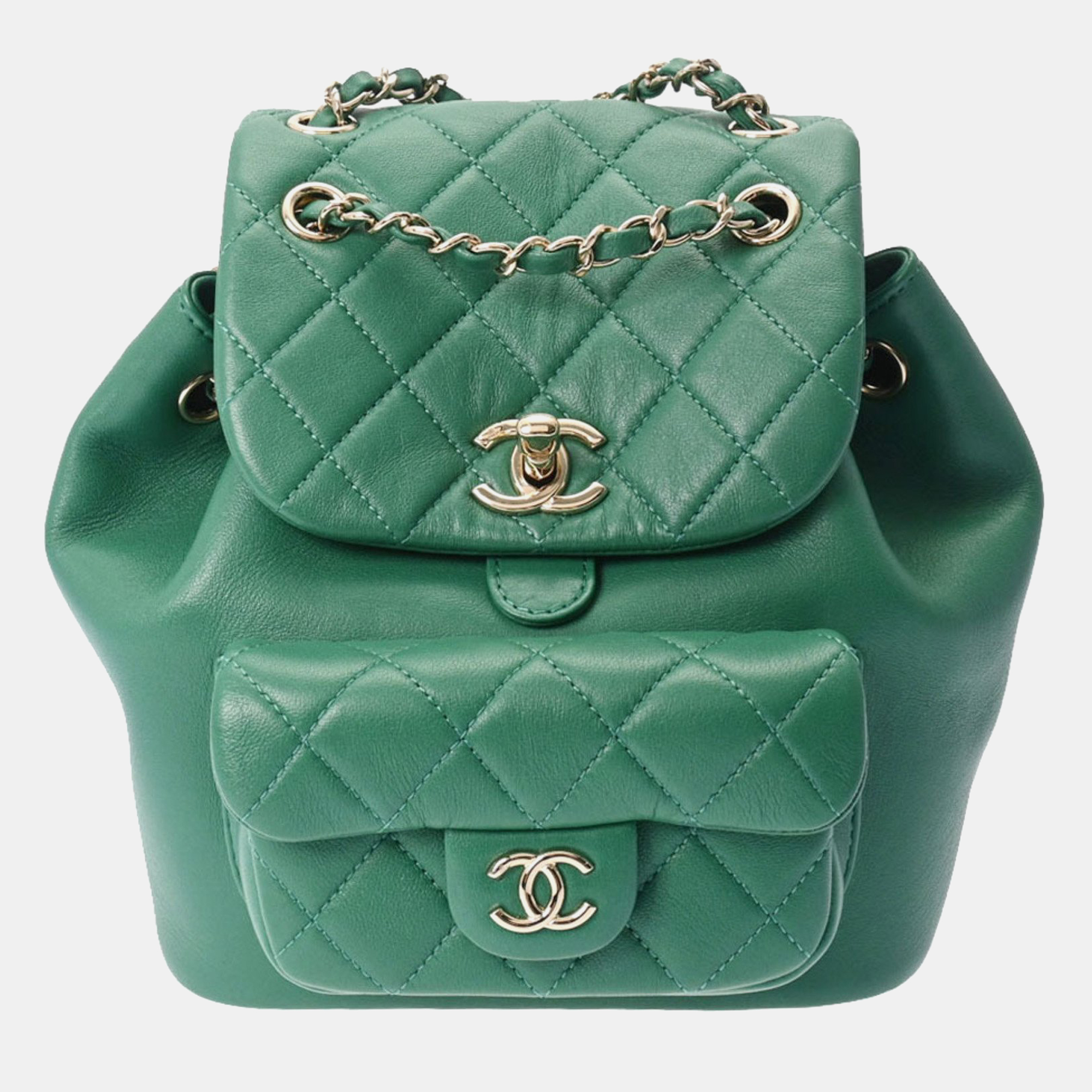 Chanel green leather small duma backpack