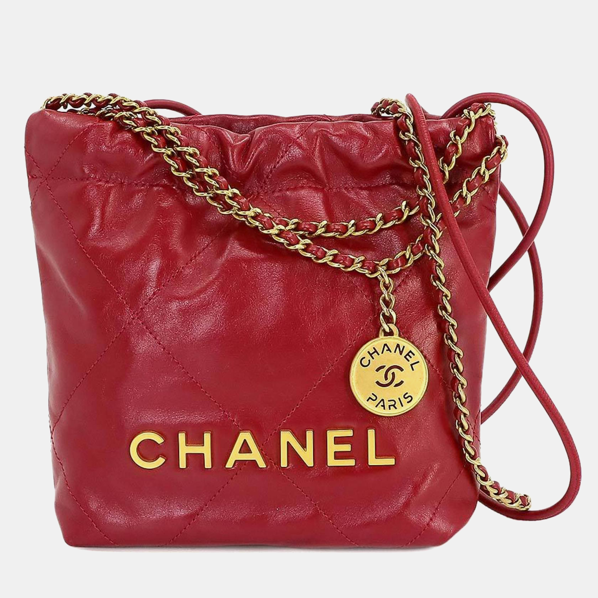 Chanel red leather small 22 hobos
