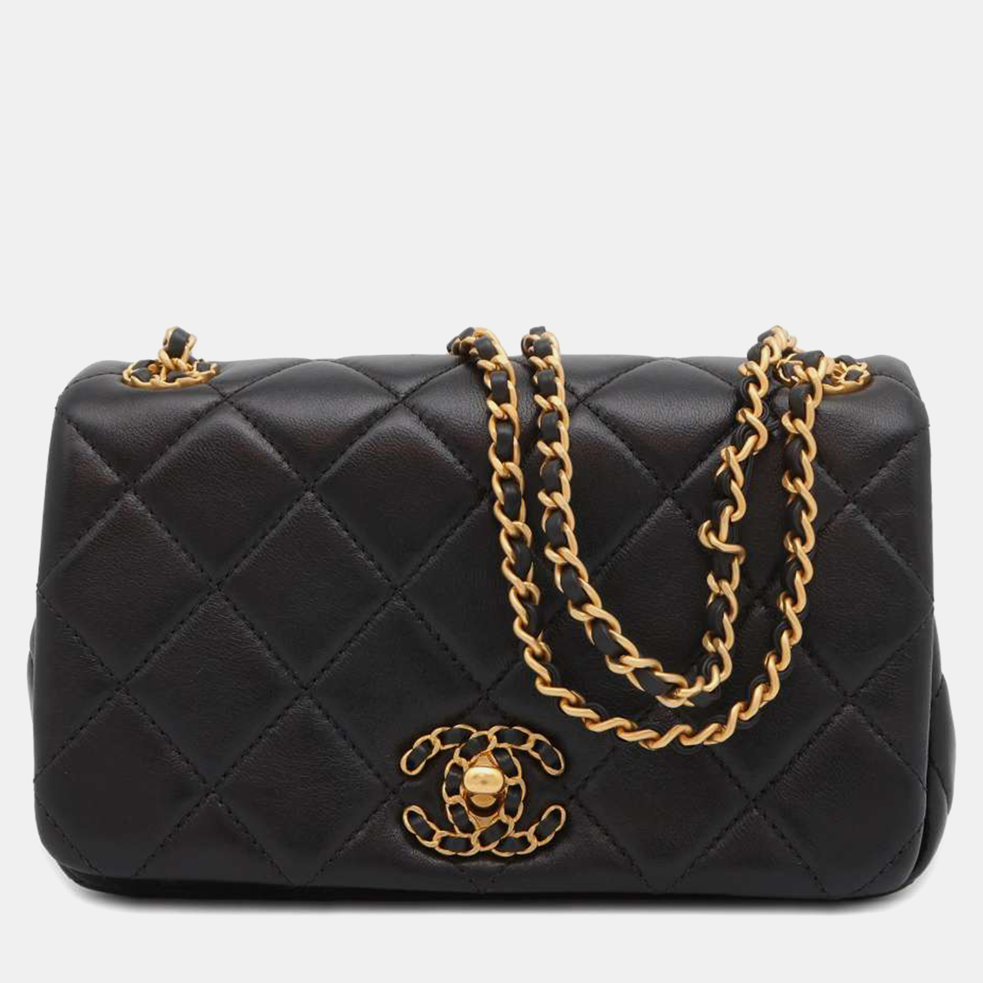 Chanel black lambskin mini flap bag