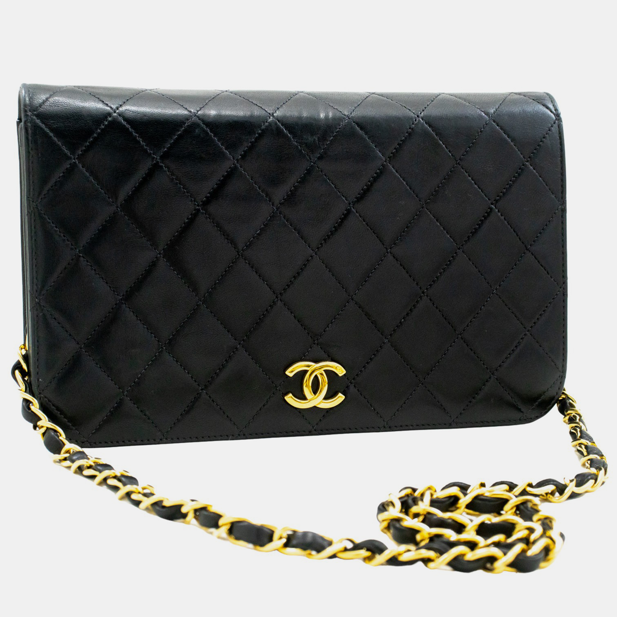 Chanel black leather flap bag