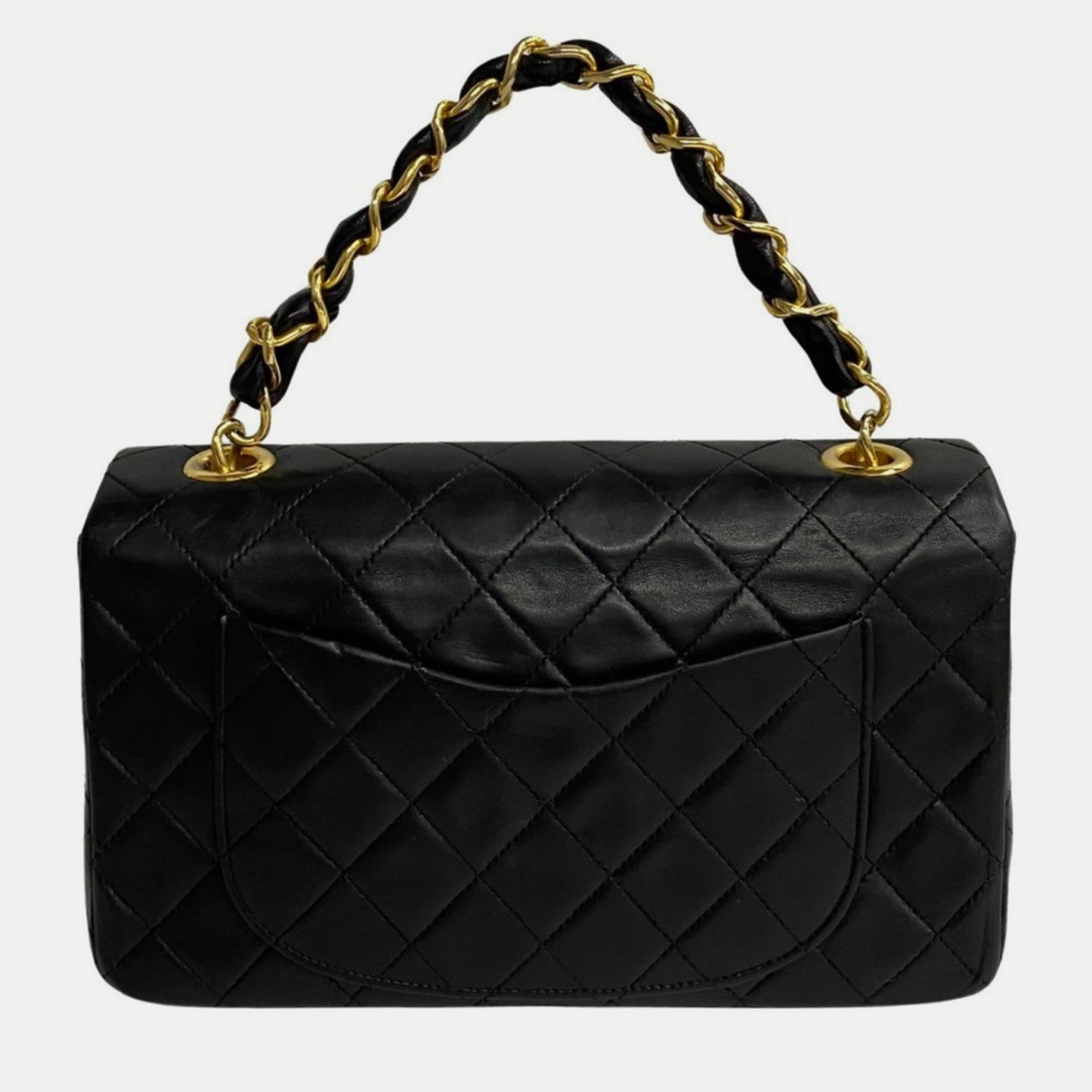 Chanel Black Lambskin Leather Chain Handbag