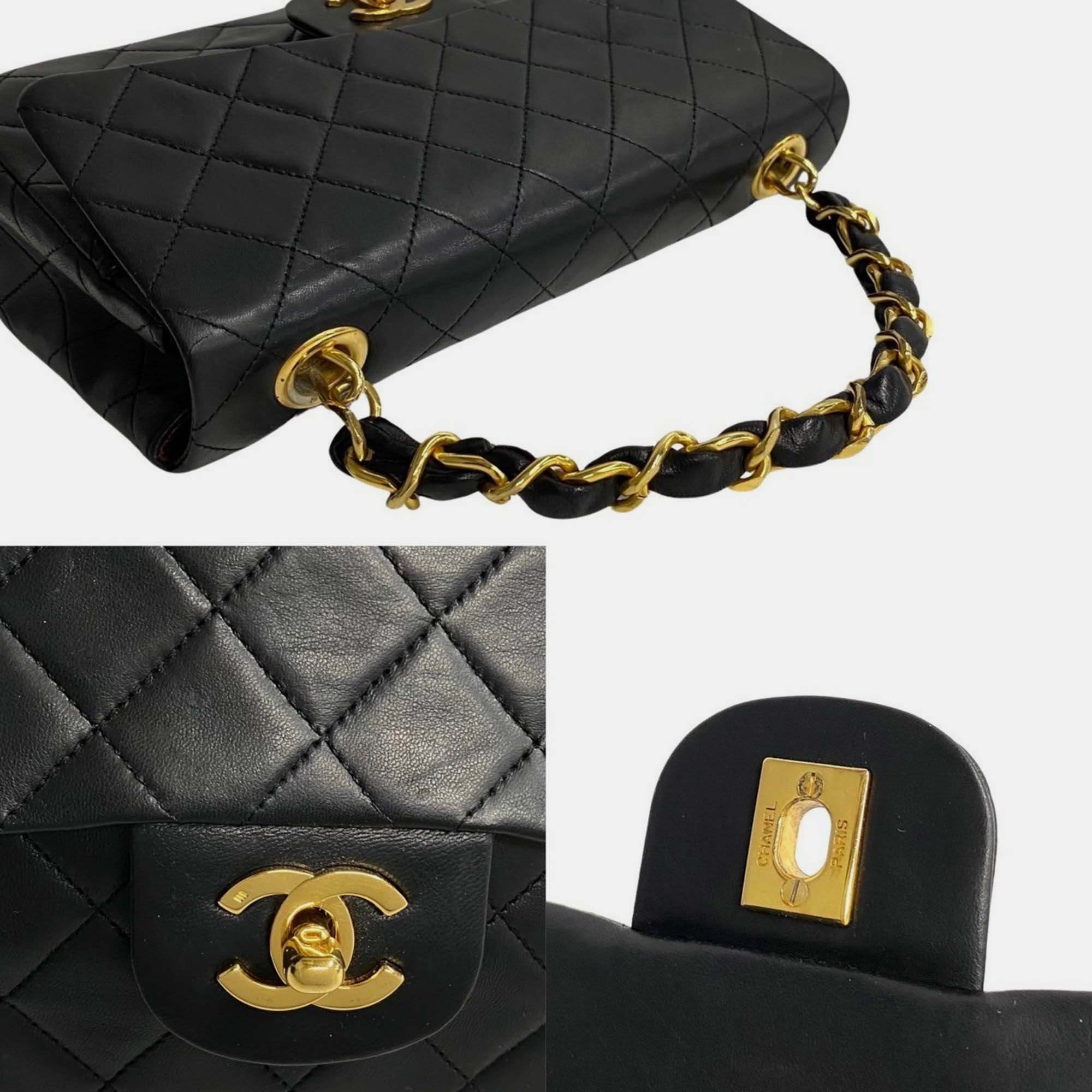 Chanel Black Lambskin Leather Chain Handbag