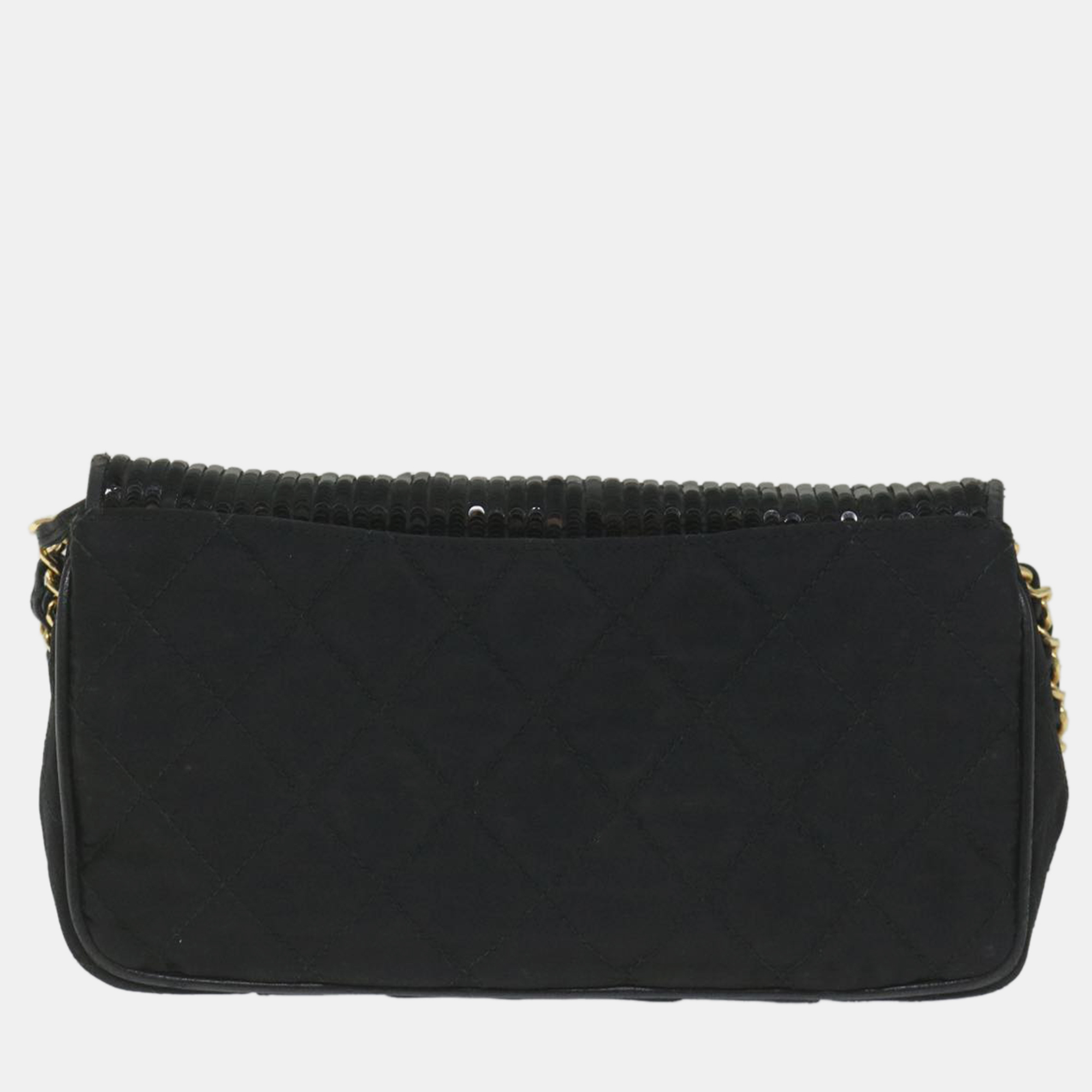 Chanel Black Sequin And Synthetic Flap Bag