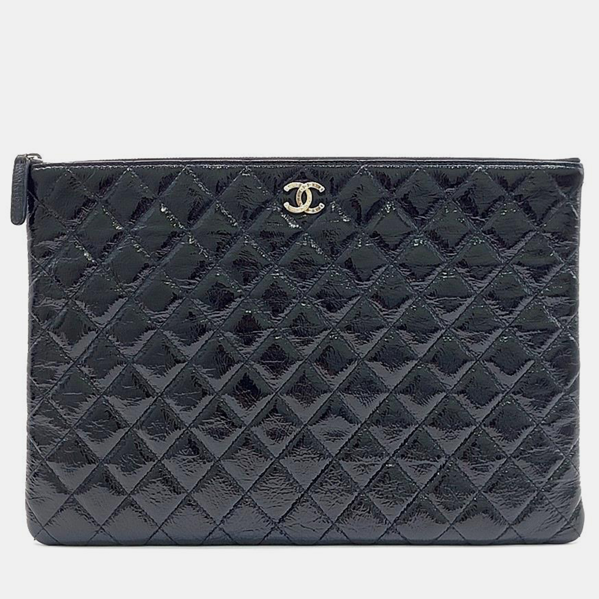 Chanel patent large clutch a69359