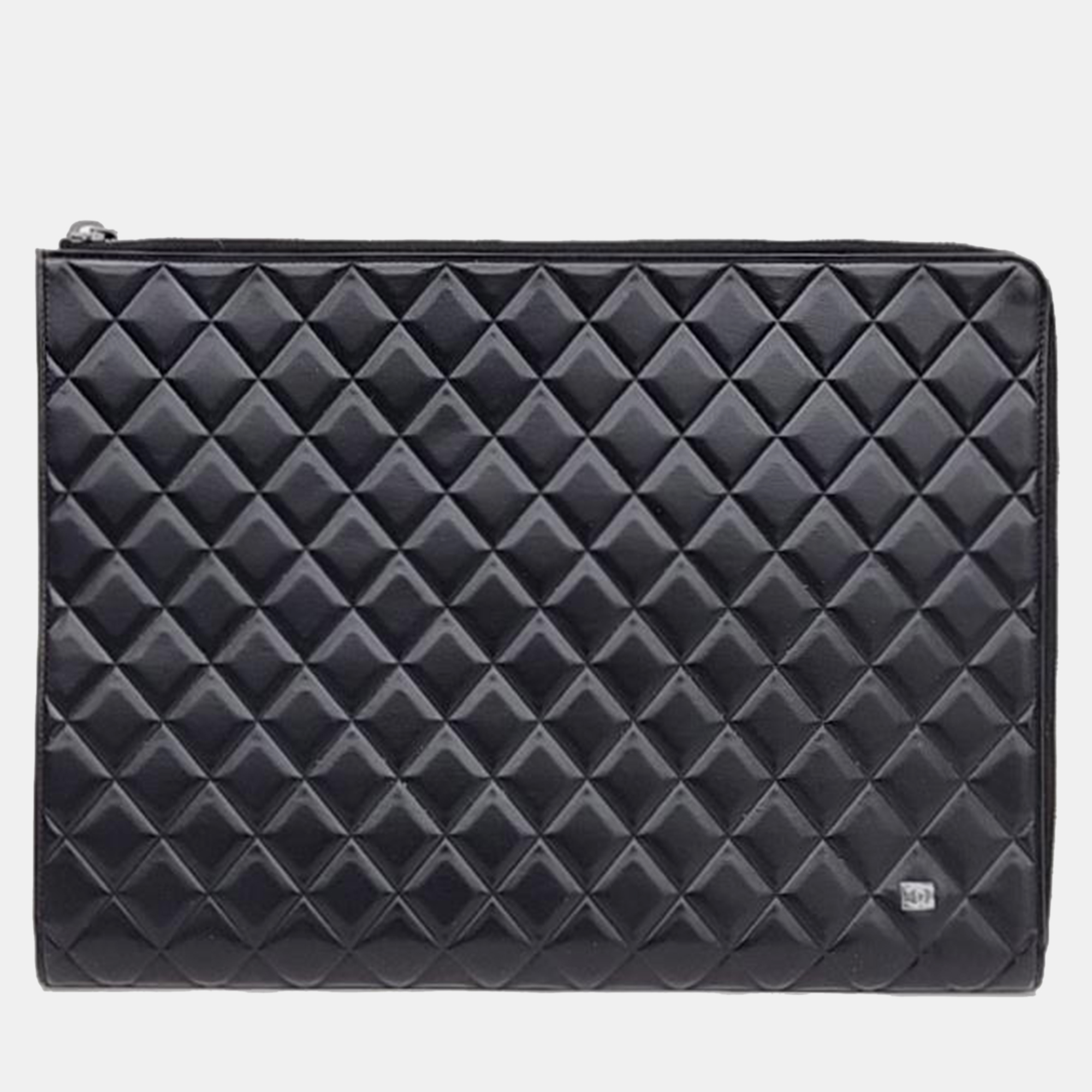 Chanel black leather clutch