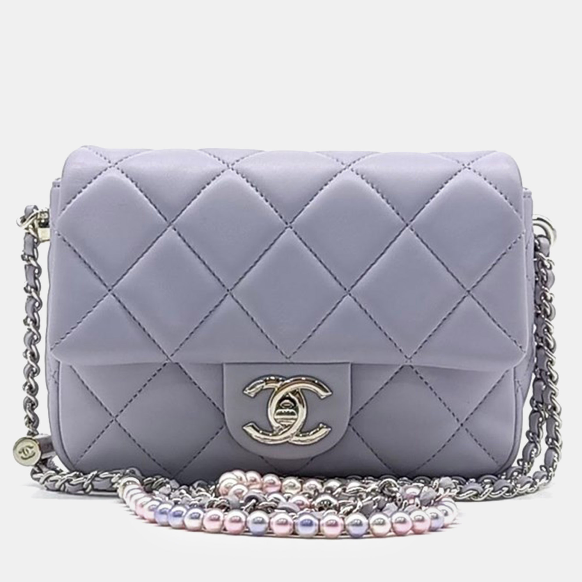 Chanel purple leather mini crush flap bag