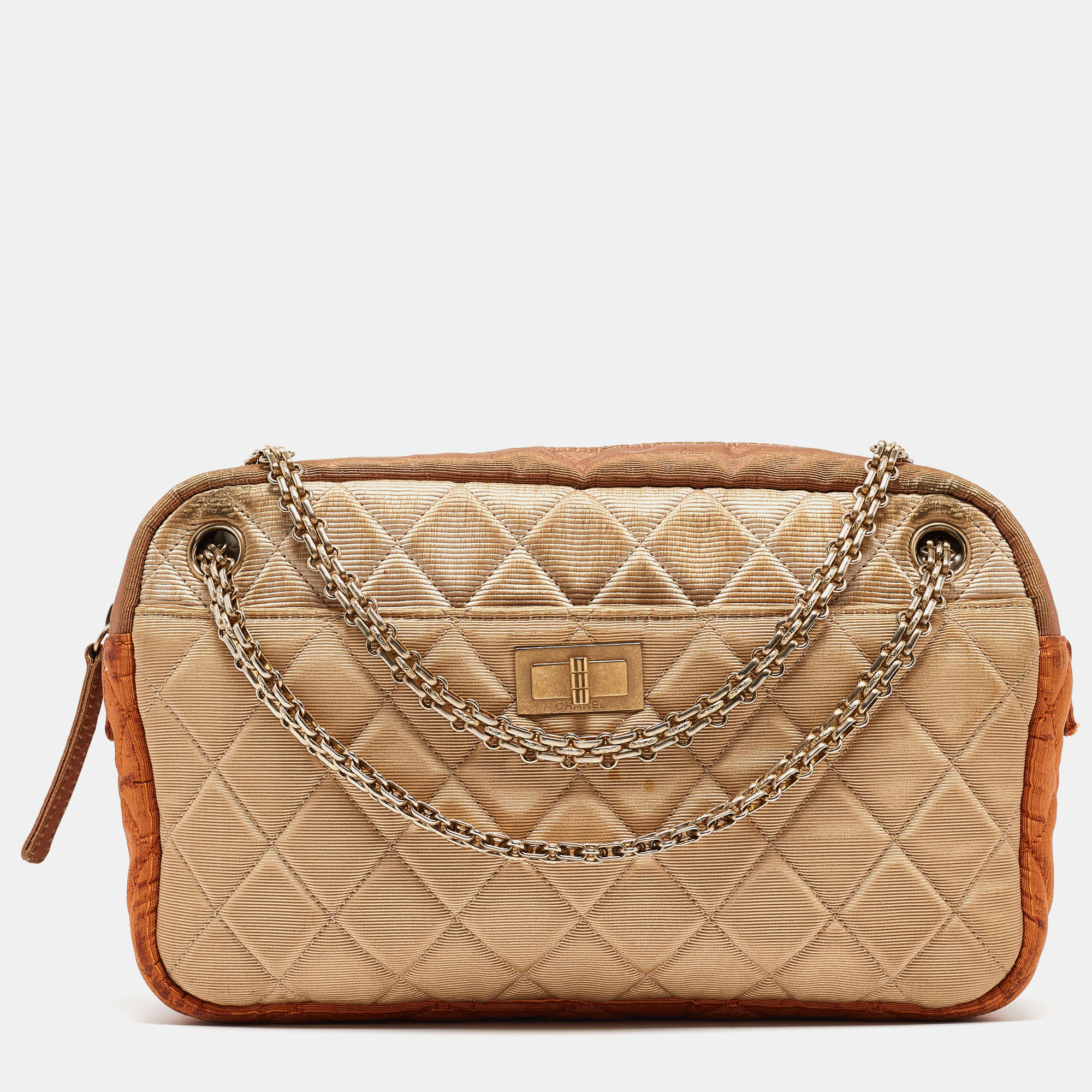 Chanel tricolor quilted fabric reissue camera bag