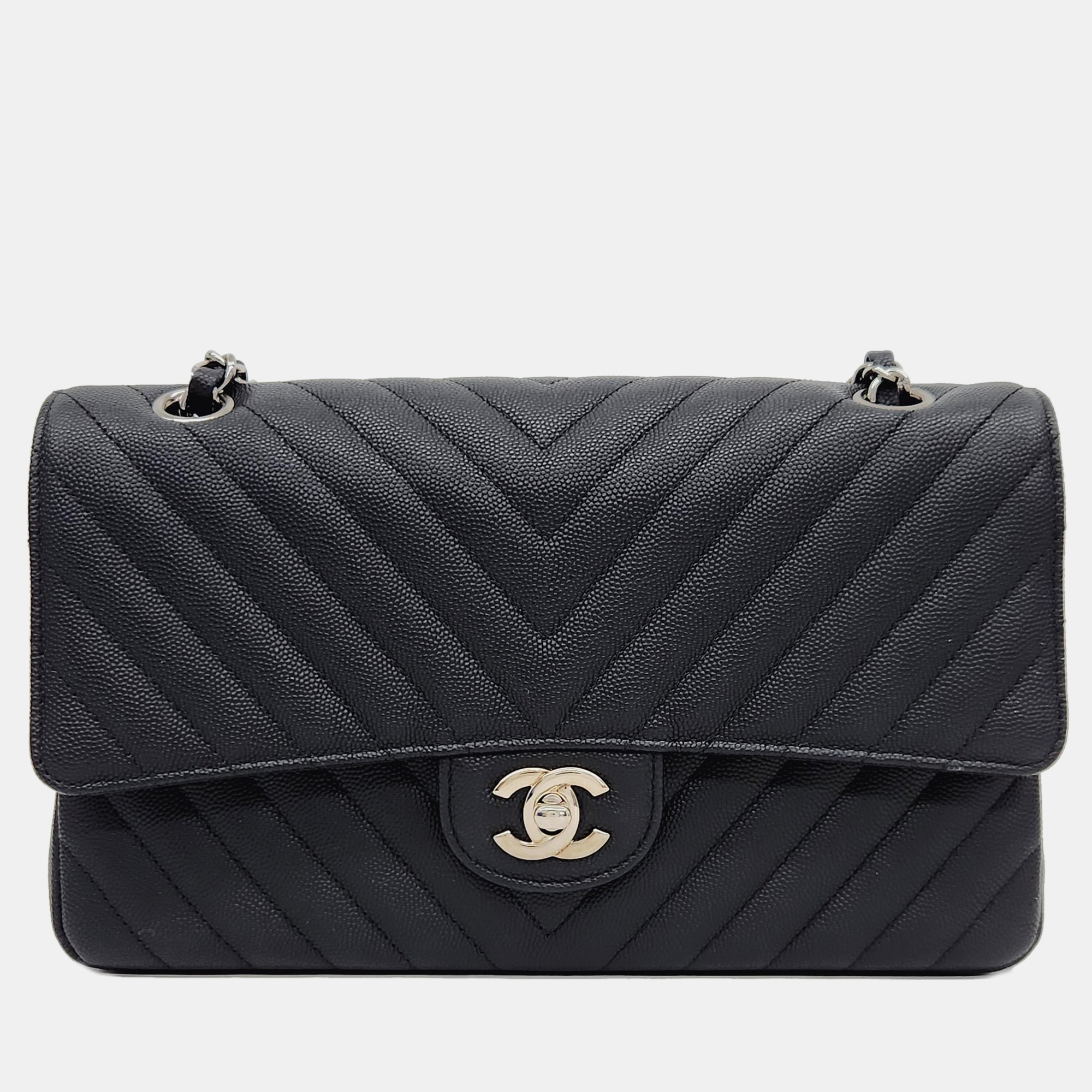 Chanel caviar chevron classic medium handbag