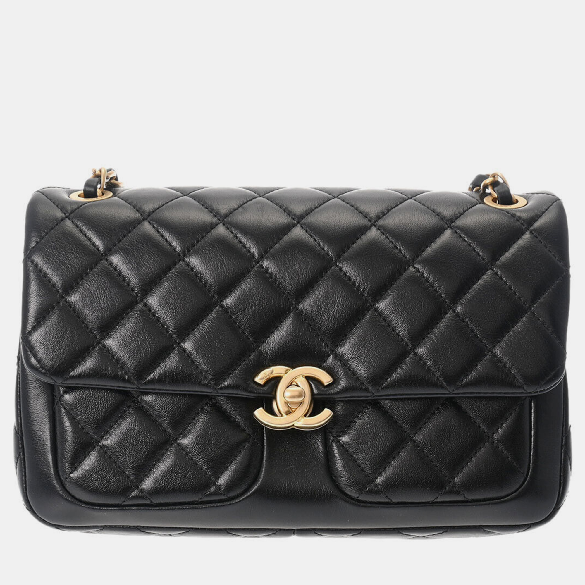 Chanel black leather rectangular flap bag