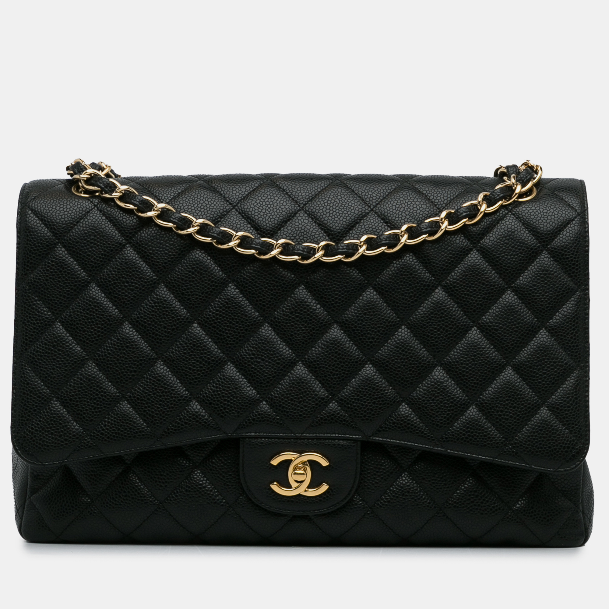 Chanel maxi classic caviar single flap bag