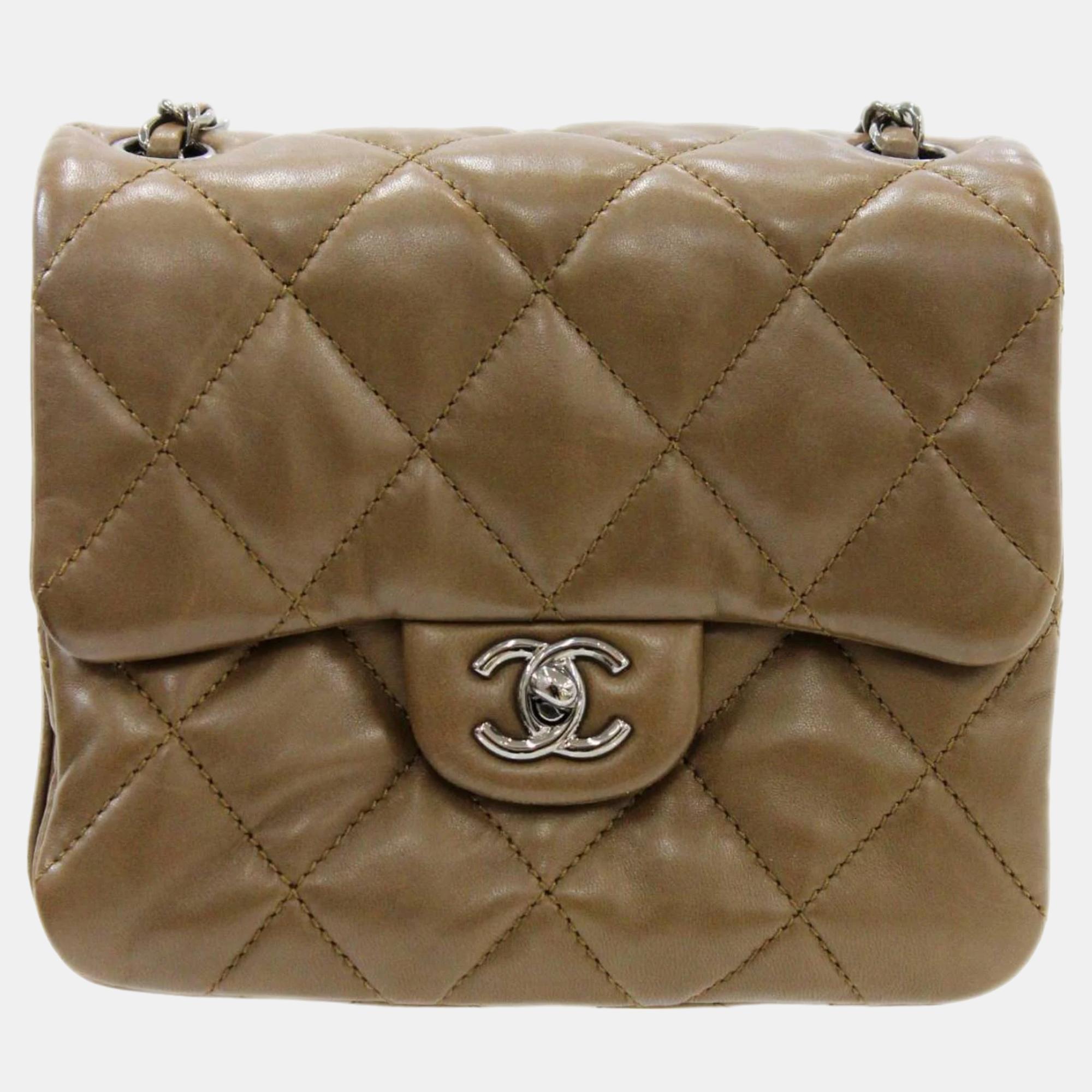 Chanel  patent leather mini square classic double flap shoulder bags