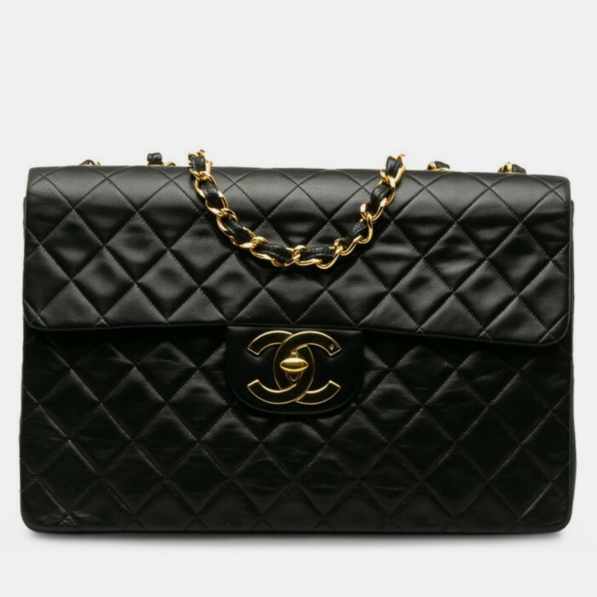 Chanel black quilted classic jumbo xl maxi flap bag