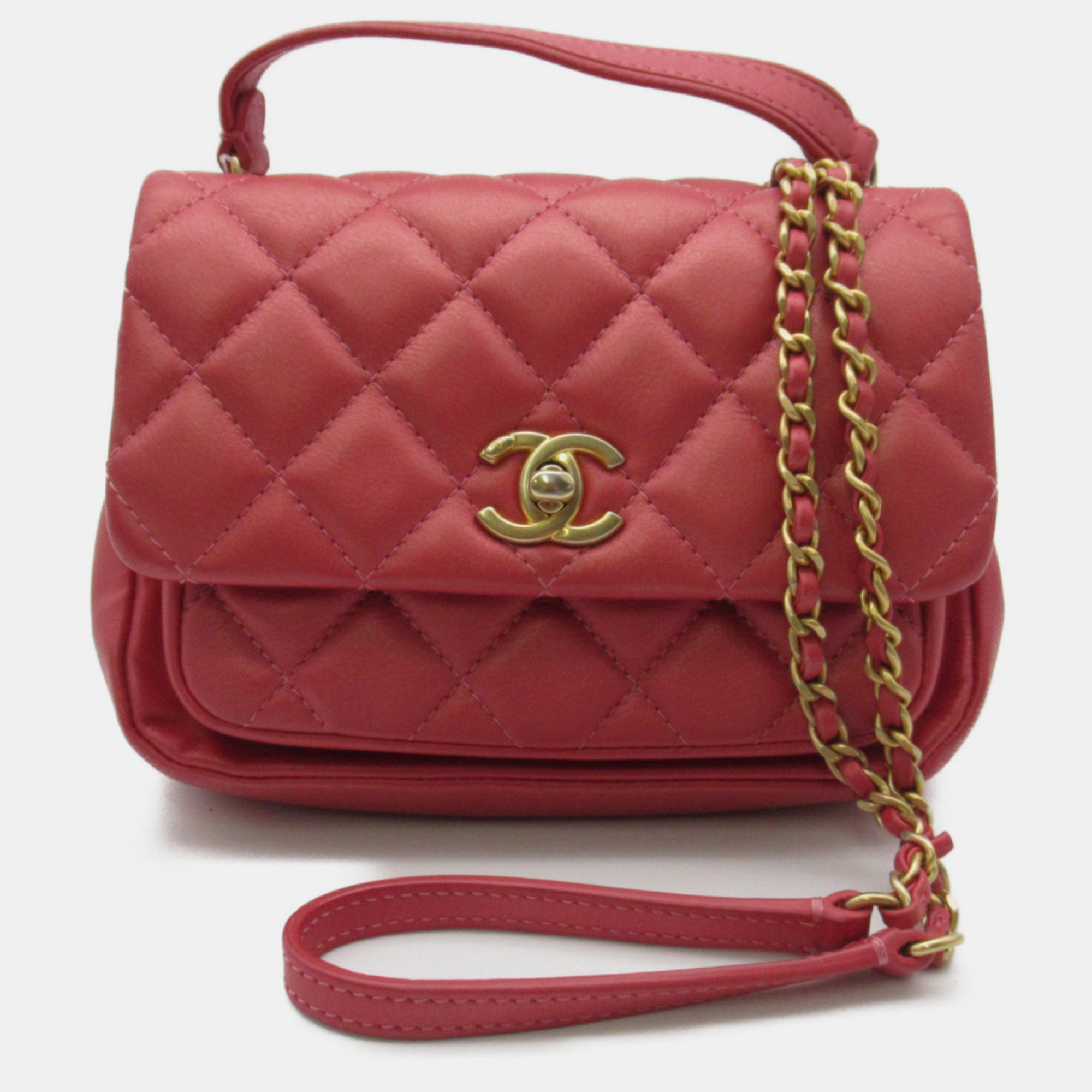 Chanel red caviar leather mini business affinity shoulder bag