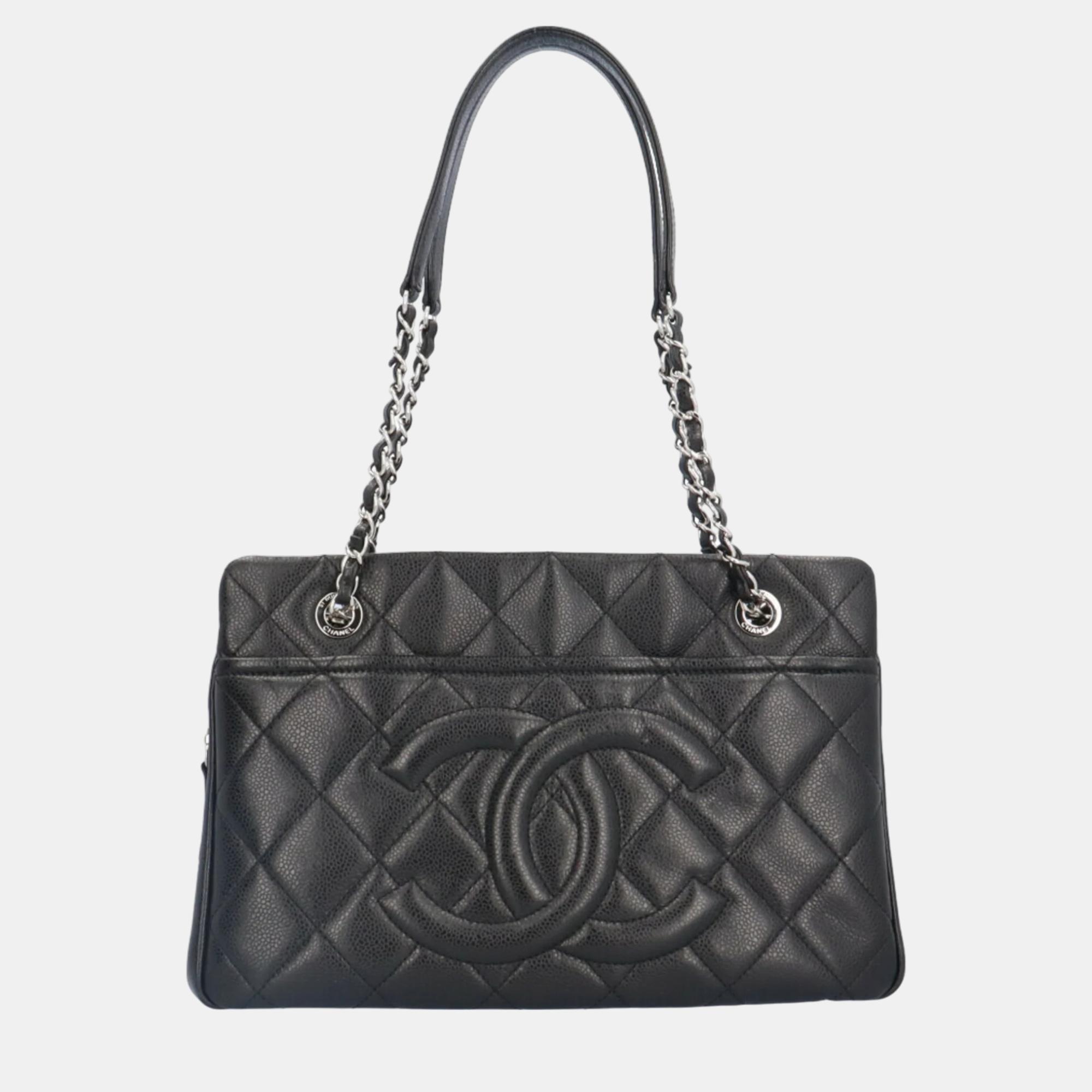 Chanel quilted caviar medium timeless cc shopping tote bag