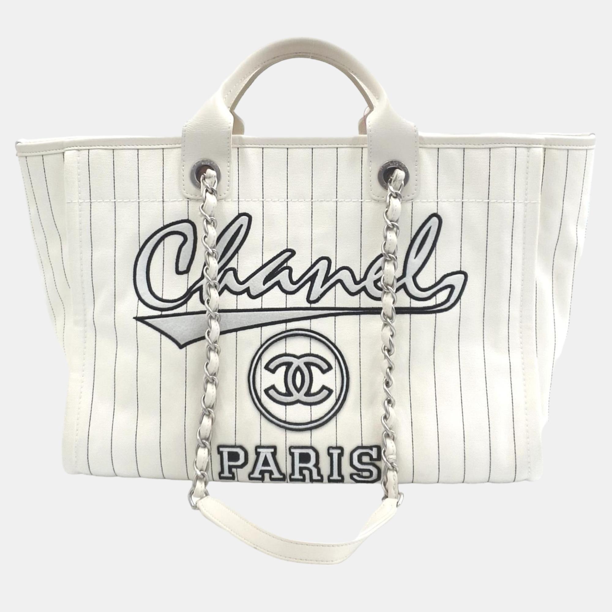 Chanel white deauville shoulder bag