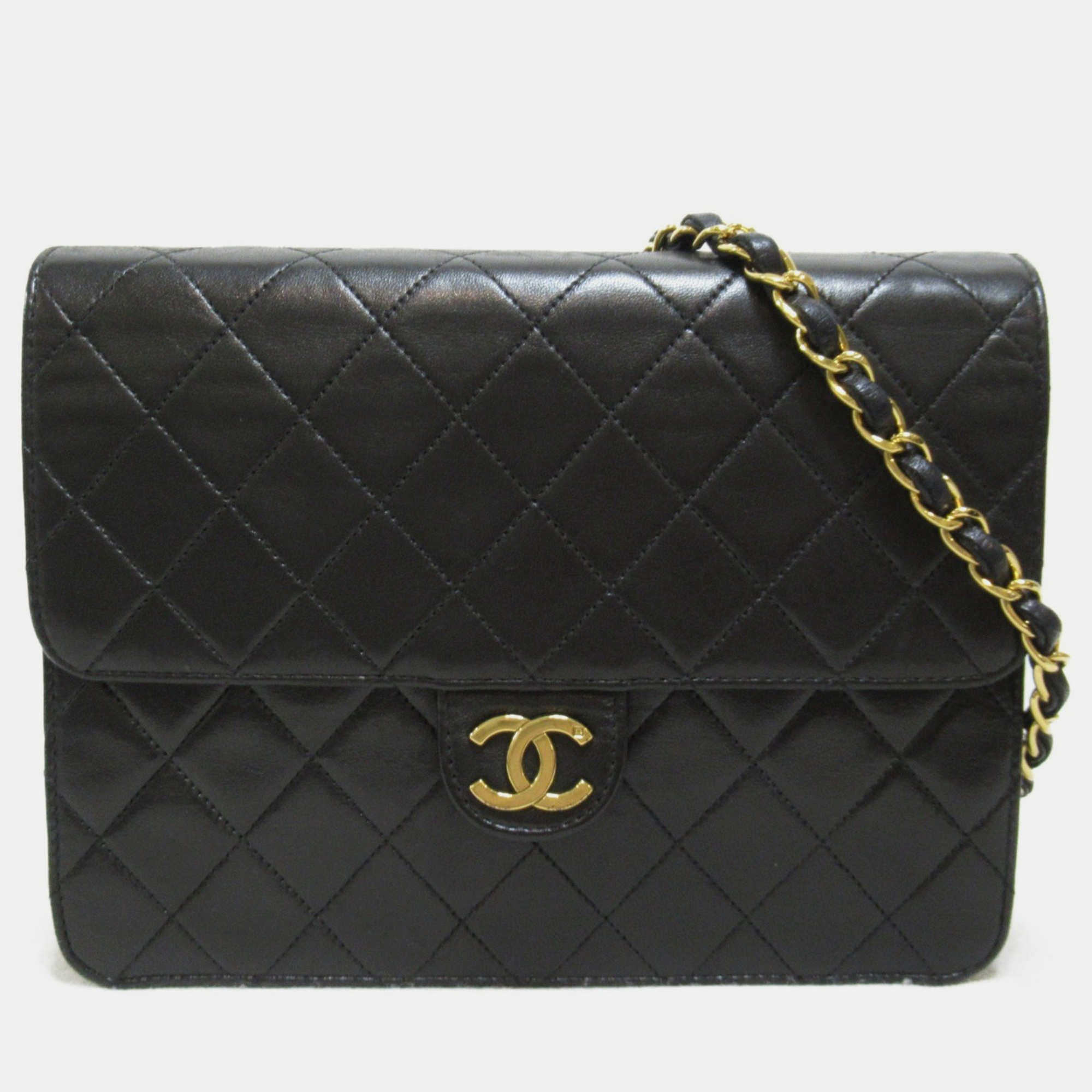 

Chanel Lambskin Leather  Classic Single Flap Shoulder Bag, Black