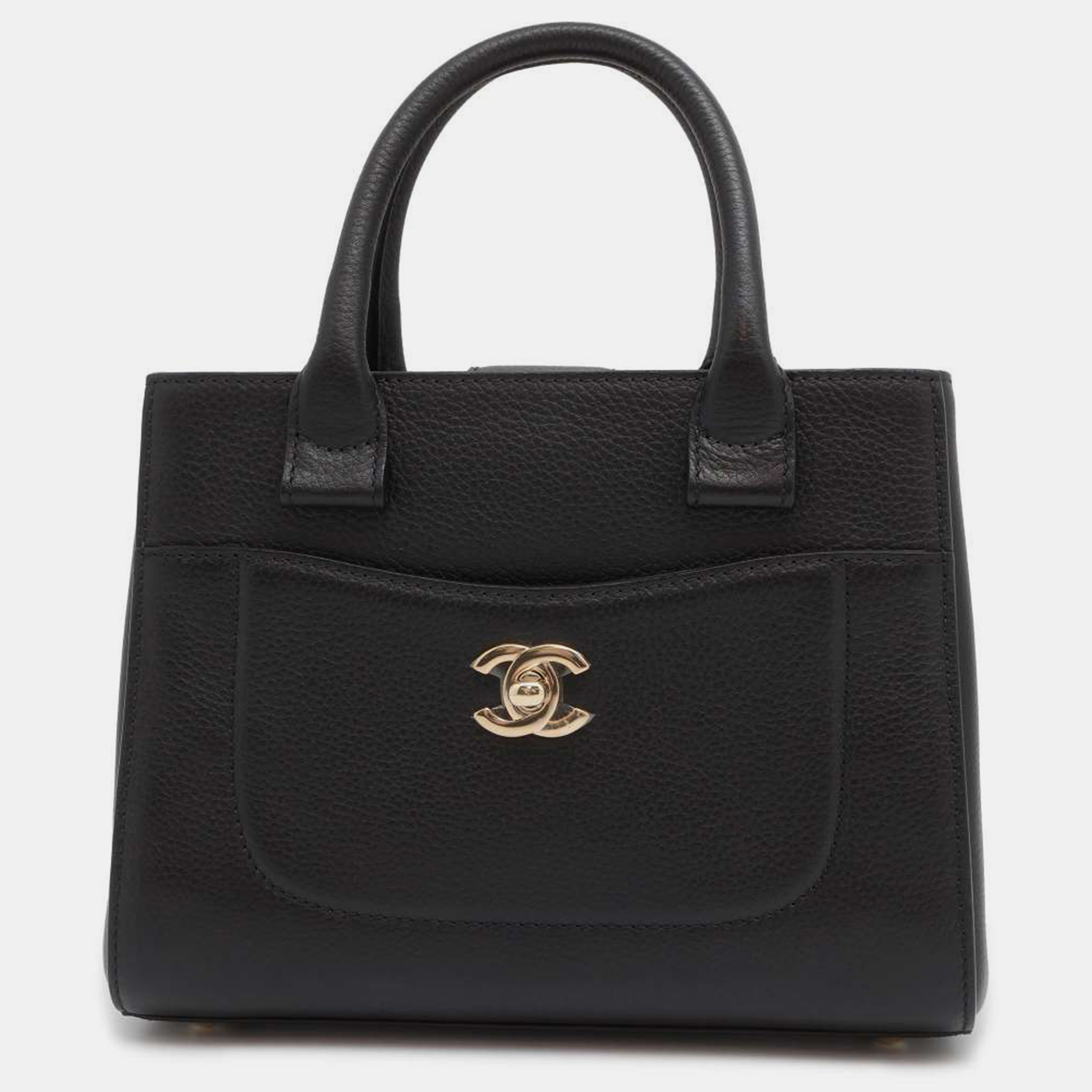 Chanel black leather executive tote bag