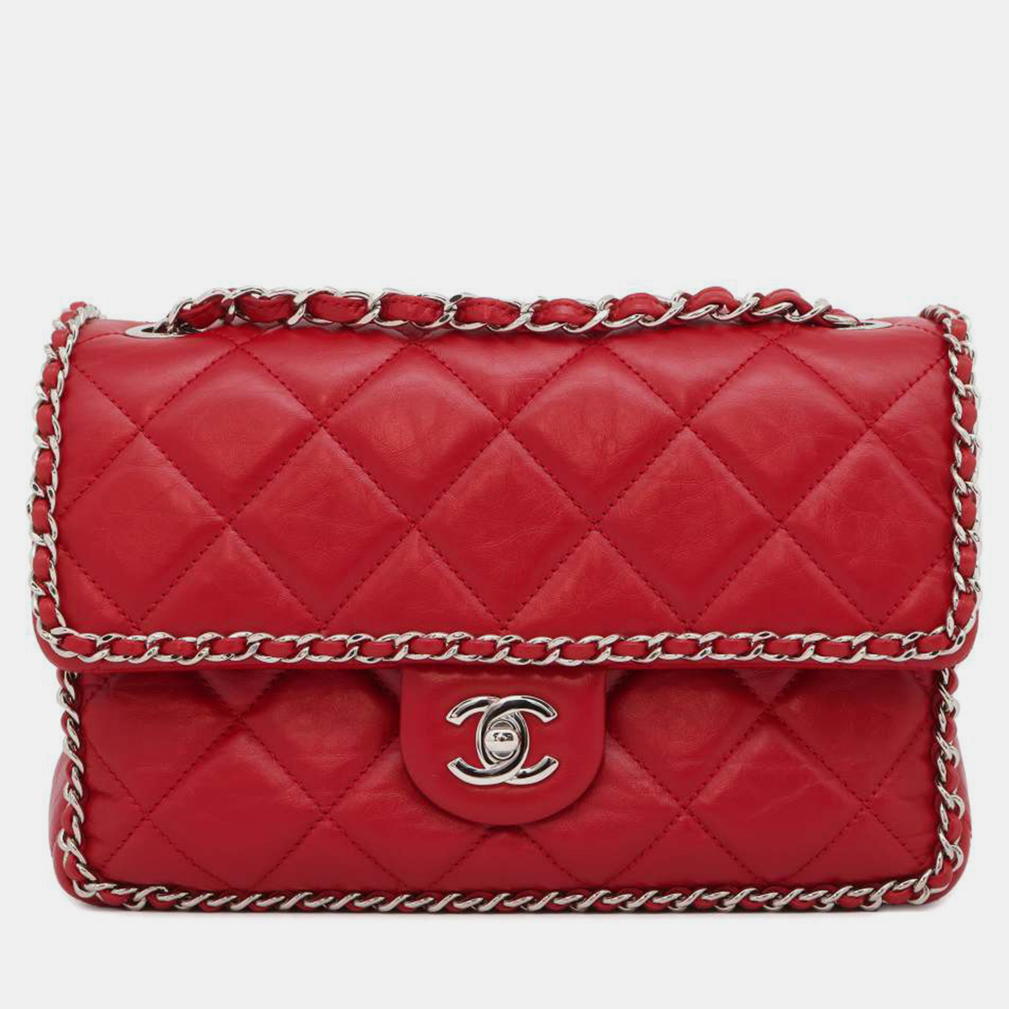 Chanel red vintage flap bag