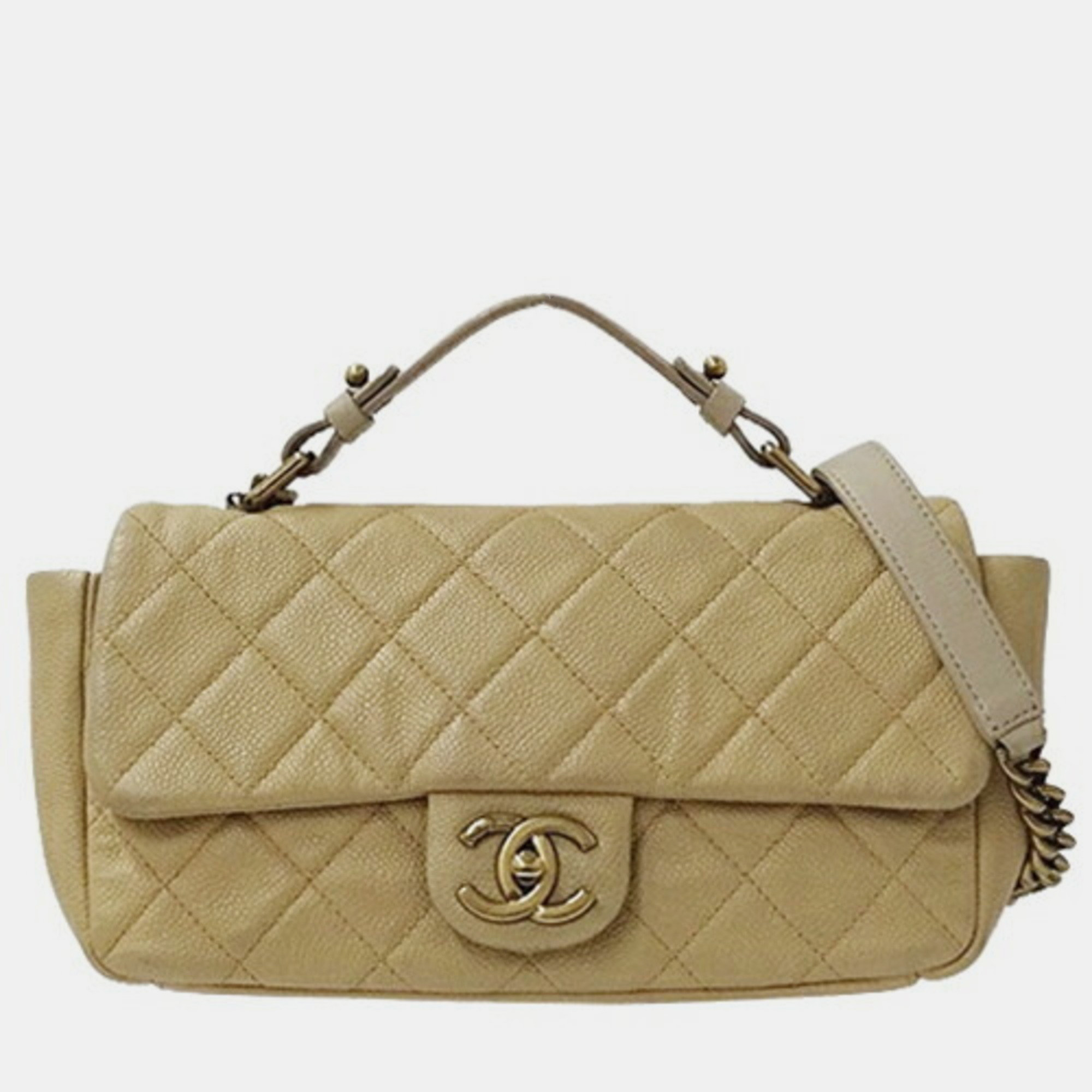 

Chanel Caviar Skin Beige Matelasse Chain Shoulder Handbag