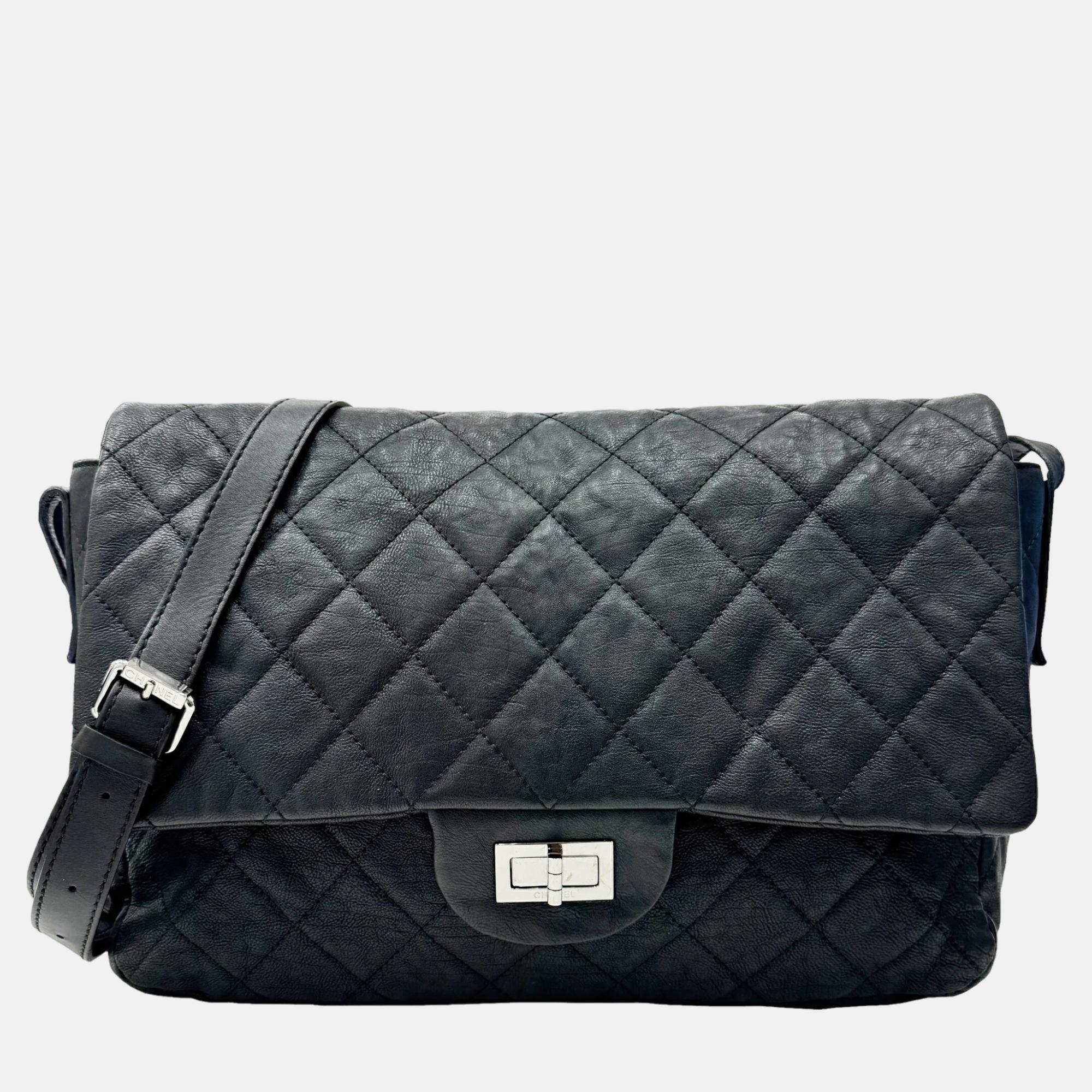 Chanel black leather reissue shoulder bag
