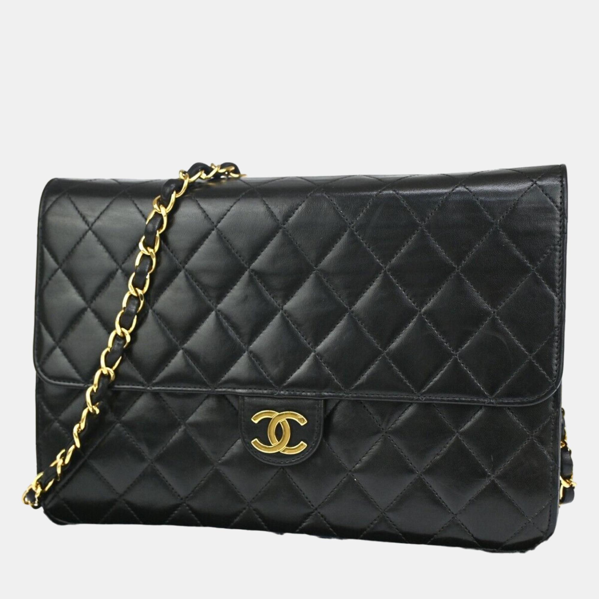 Chanel  lambskin leather large classic single flap shoulder bags