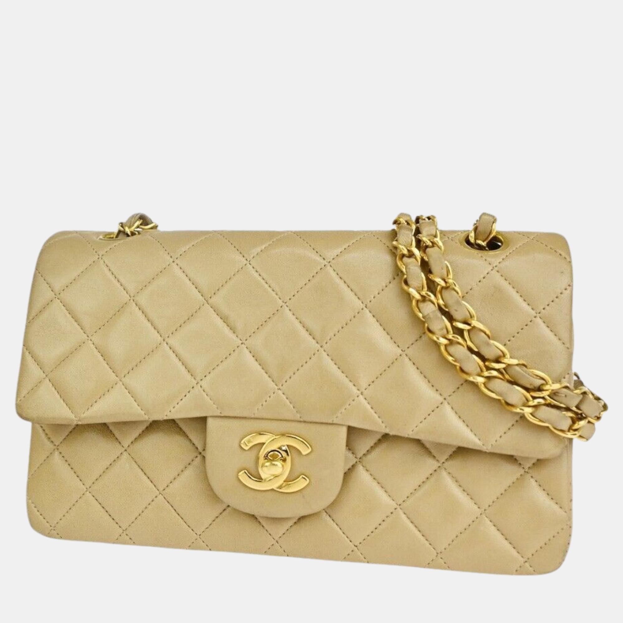Chanel beige leather timeless shoulder bag