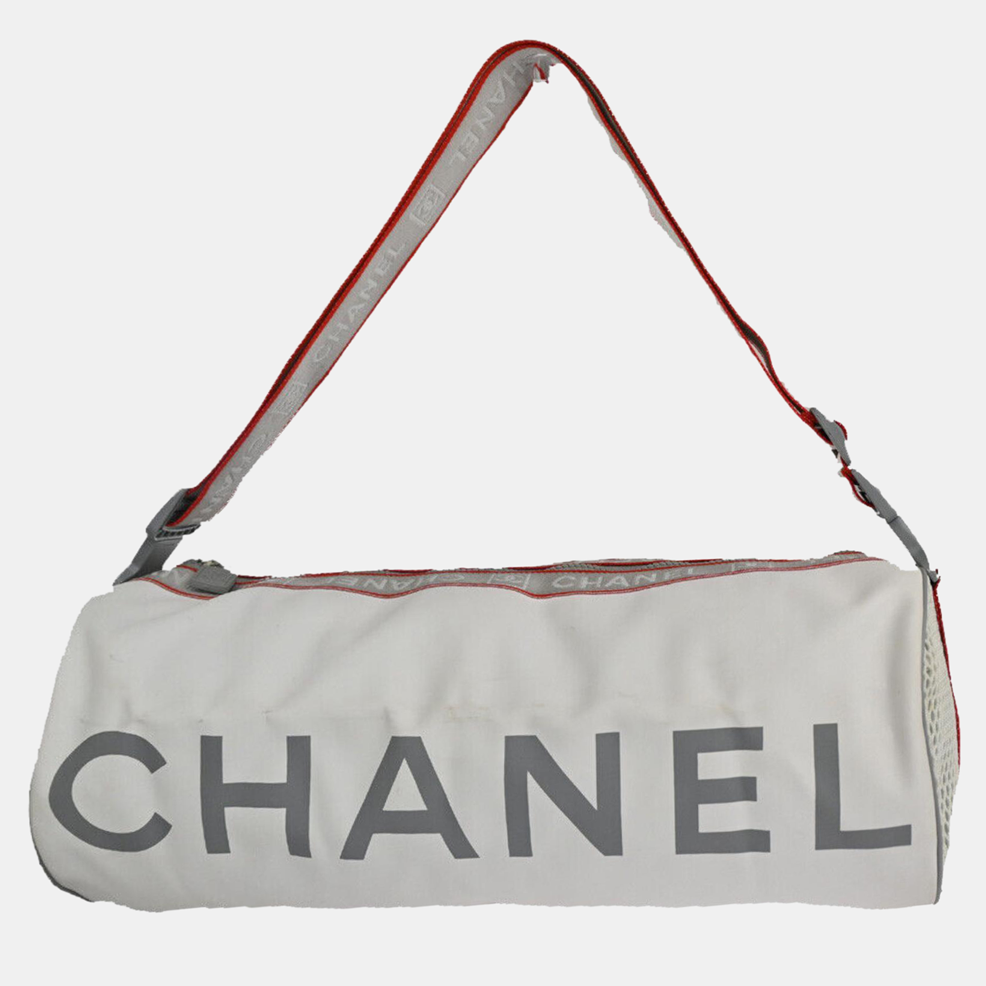Chanel white synthetic sport line shoulder bag