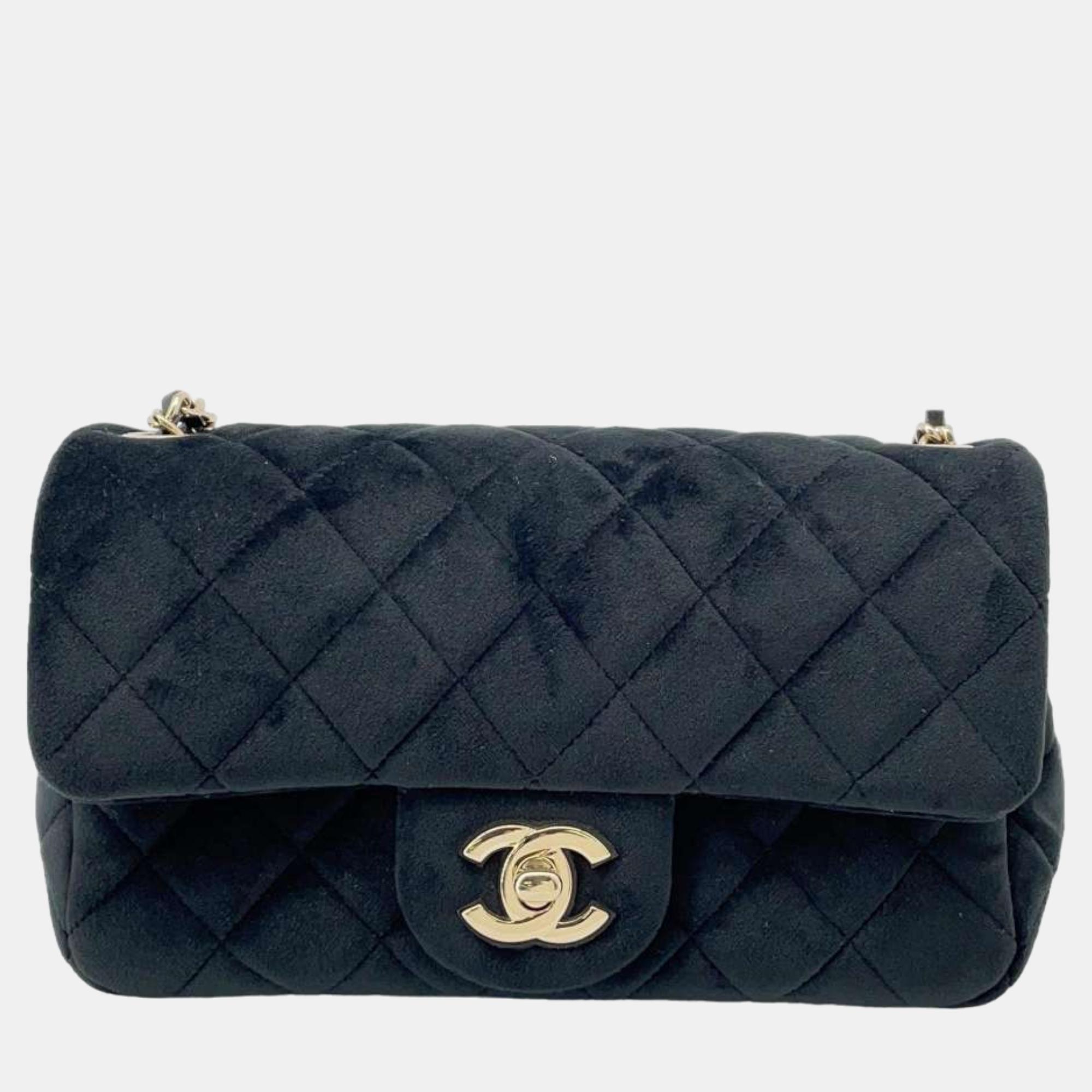 Chanel velvet mini materasse chain shoulder bag