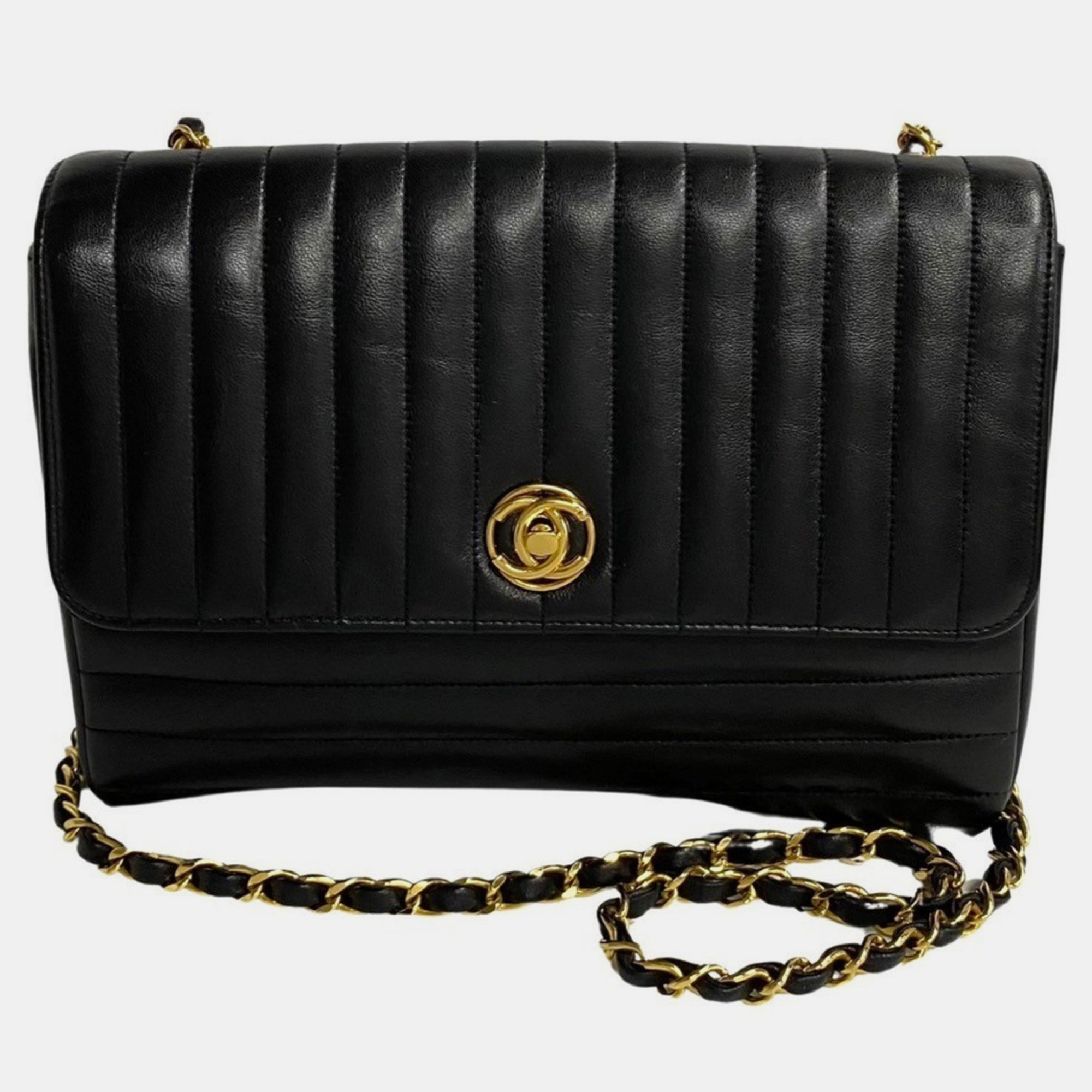 Chanel black vertical quilted lambskin flap bag