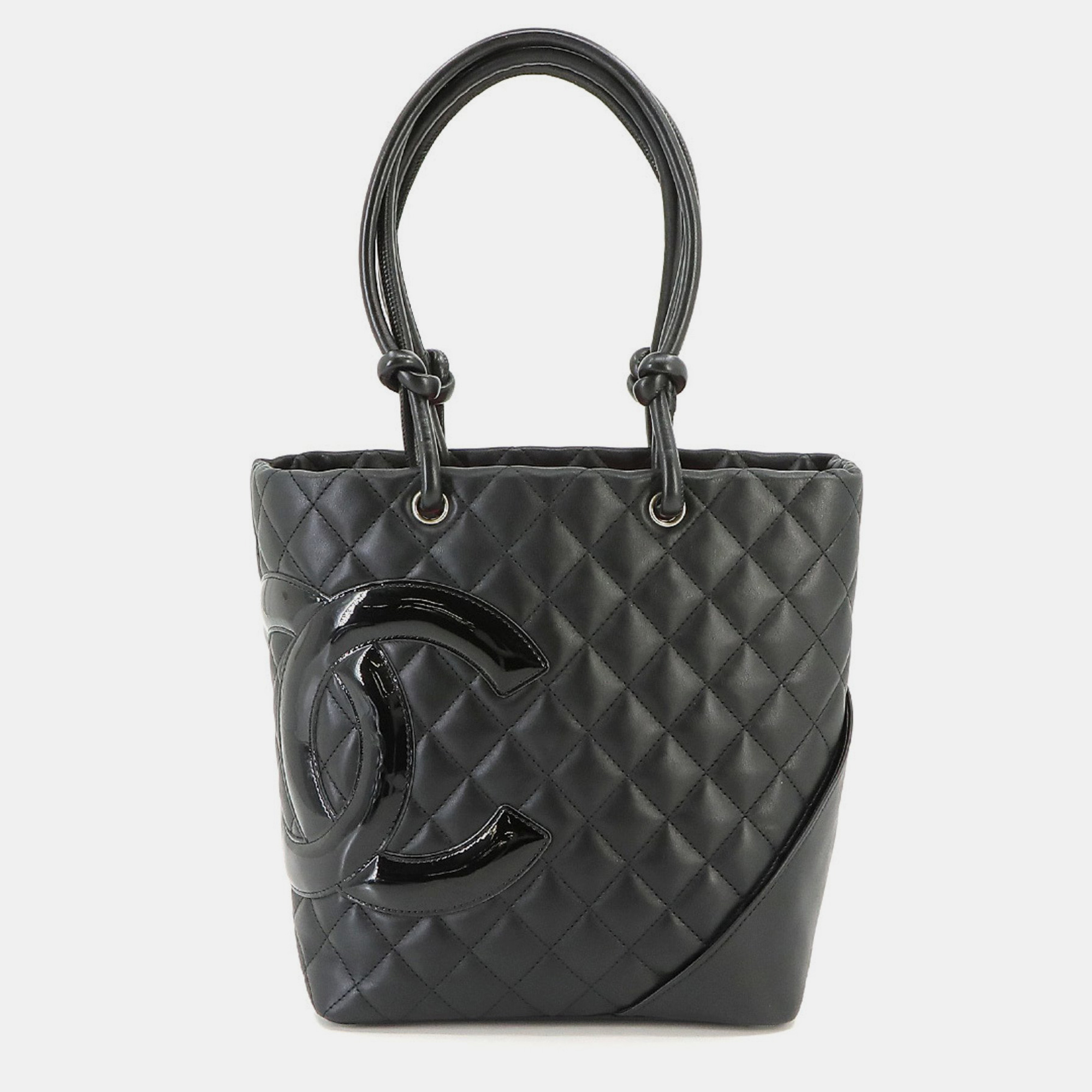 Chanel black leather small cambon ligne tote bag