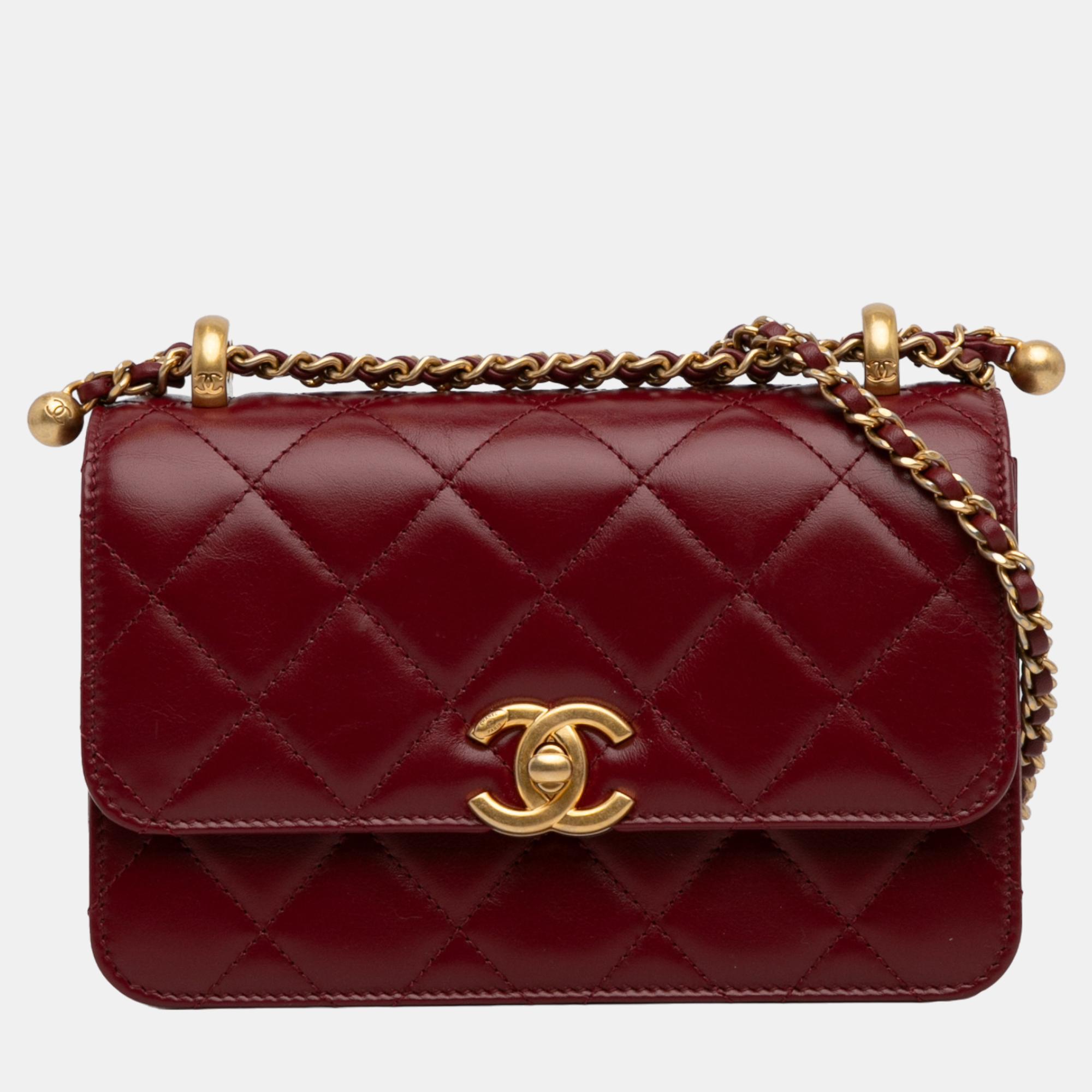 Chanel red mini perfect fit flap bag