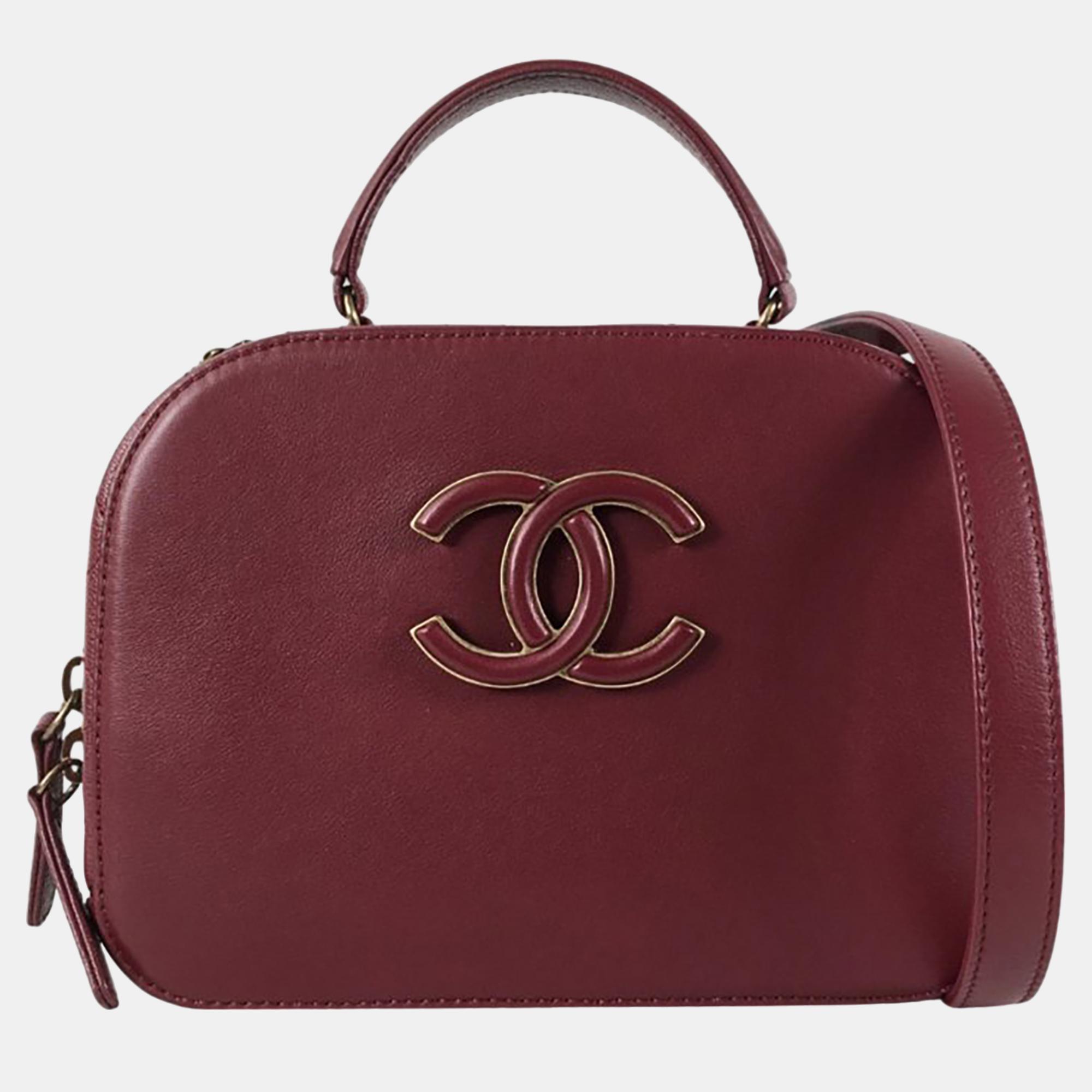 Chanel burgundy coco curve vanity case