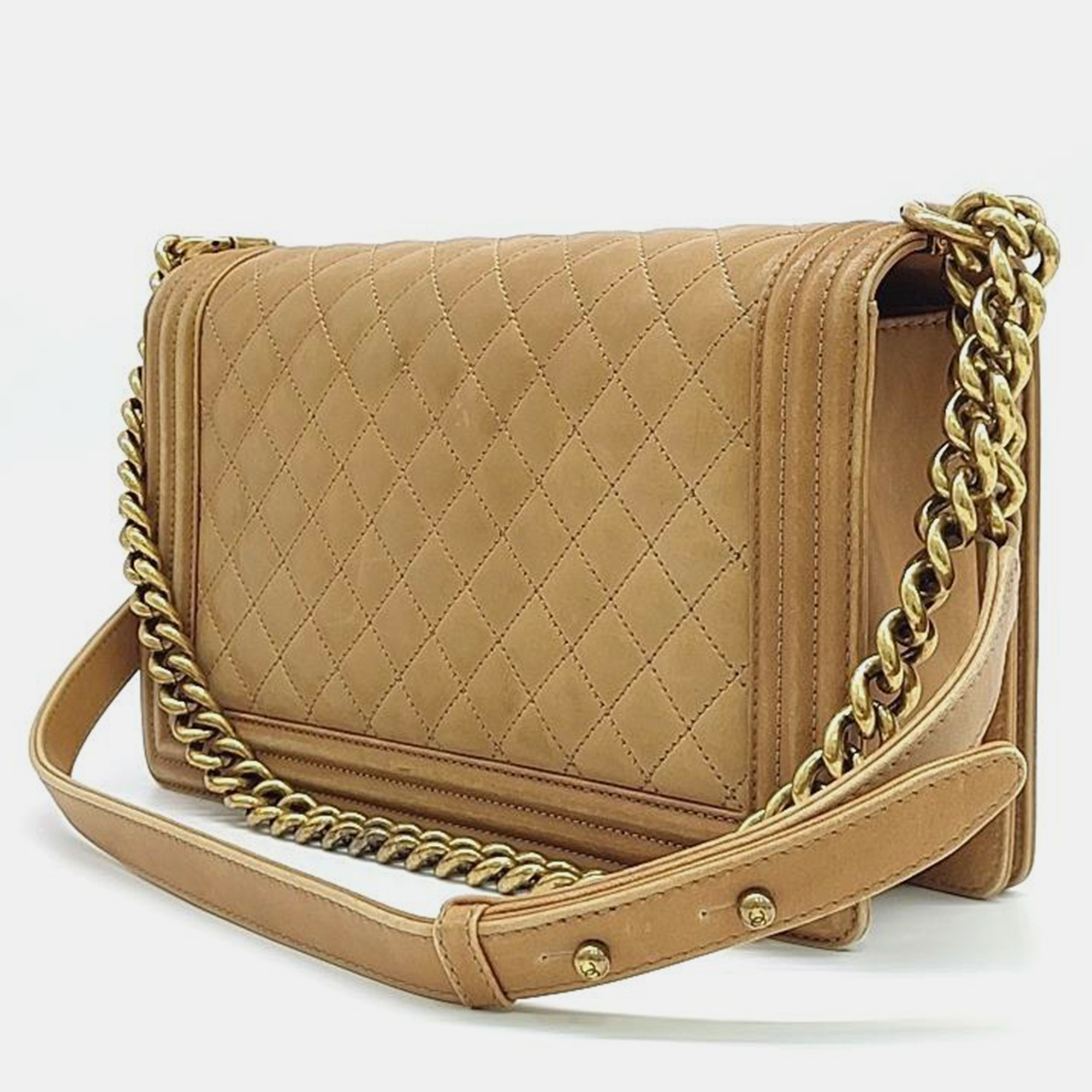 Chanel Beige Boy New Medium Crossbody Bag