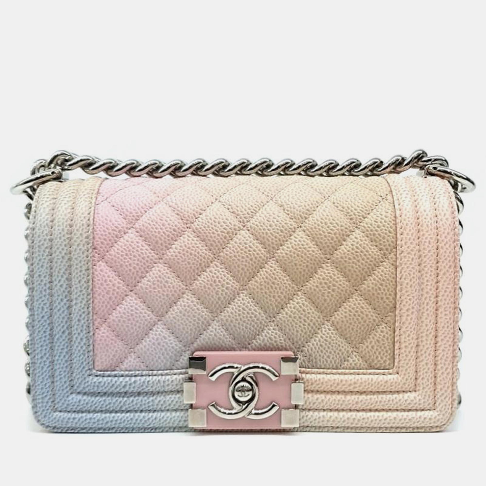 Chanel multicolor leather small boy bag
