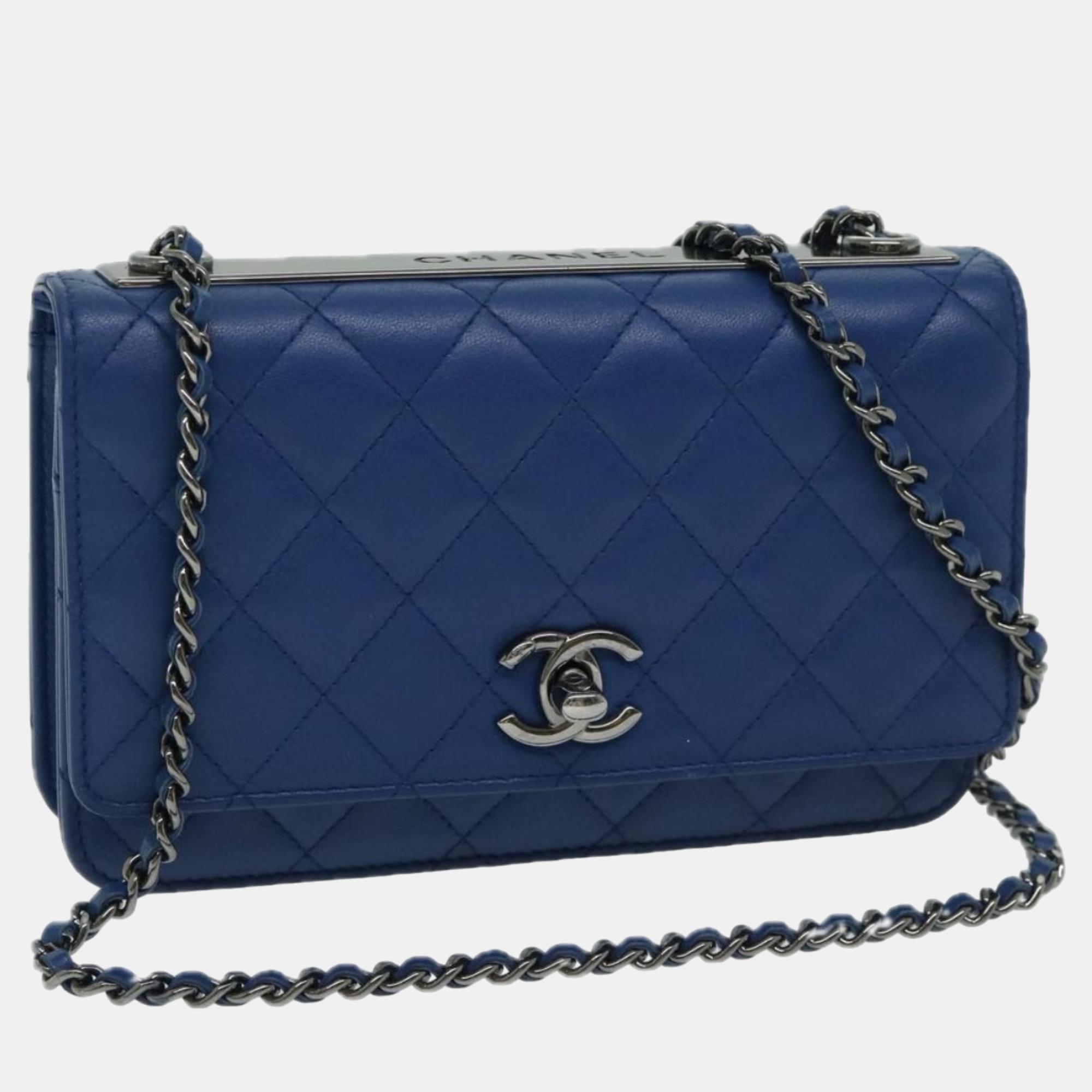 

Chanel Blue Leather Trendy CC Wallet On Chain