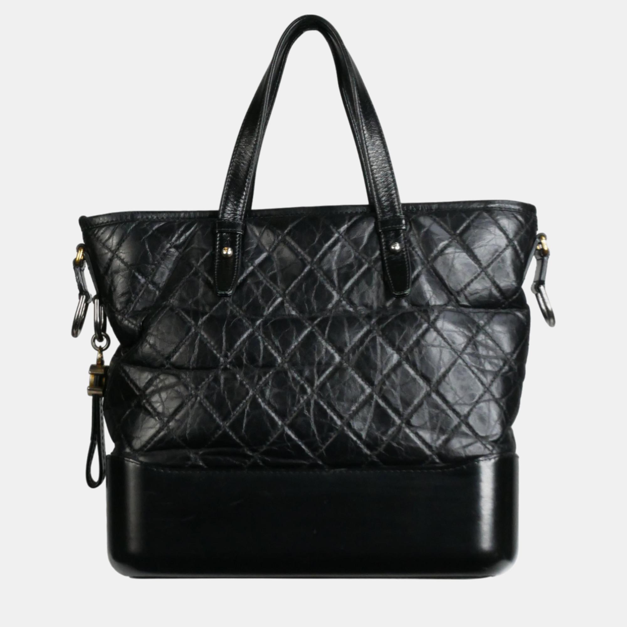 Chanel black leather gabrielle shoulder bag