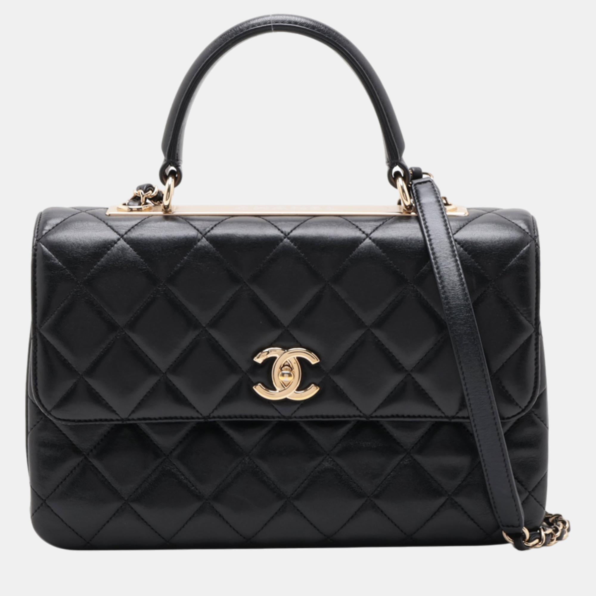 Chanel black leather trendy cc shoulder bag