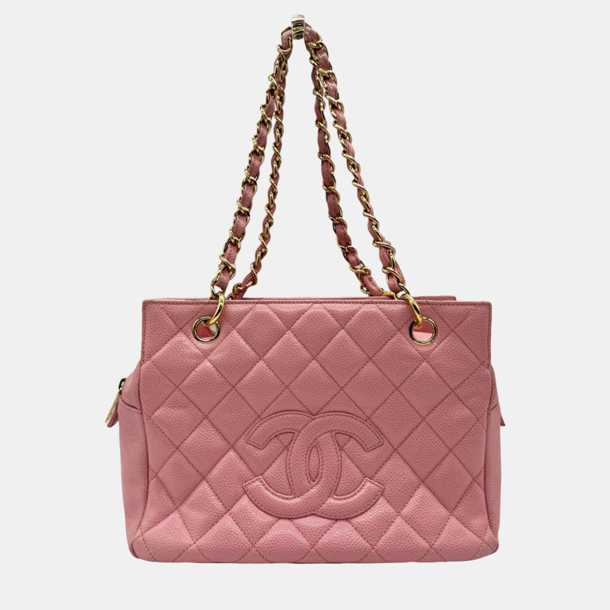 Chanel pink caviar leather  gst tote