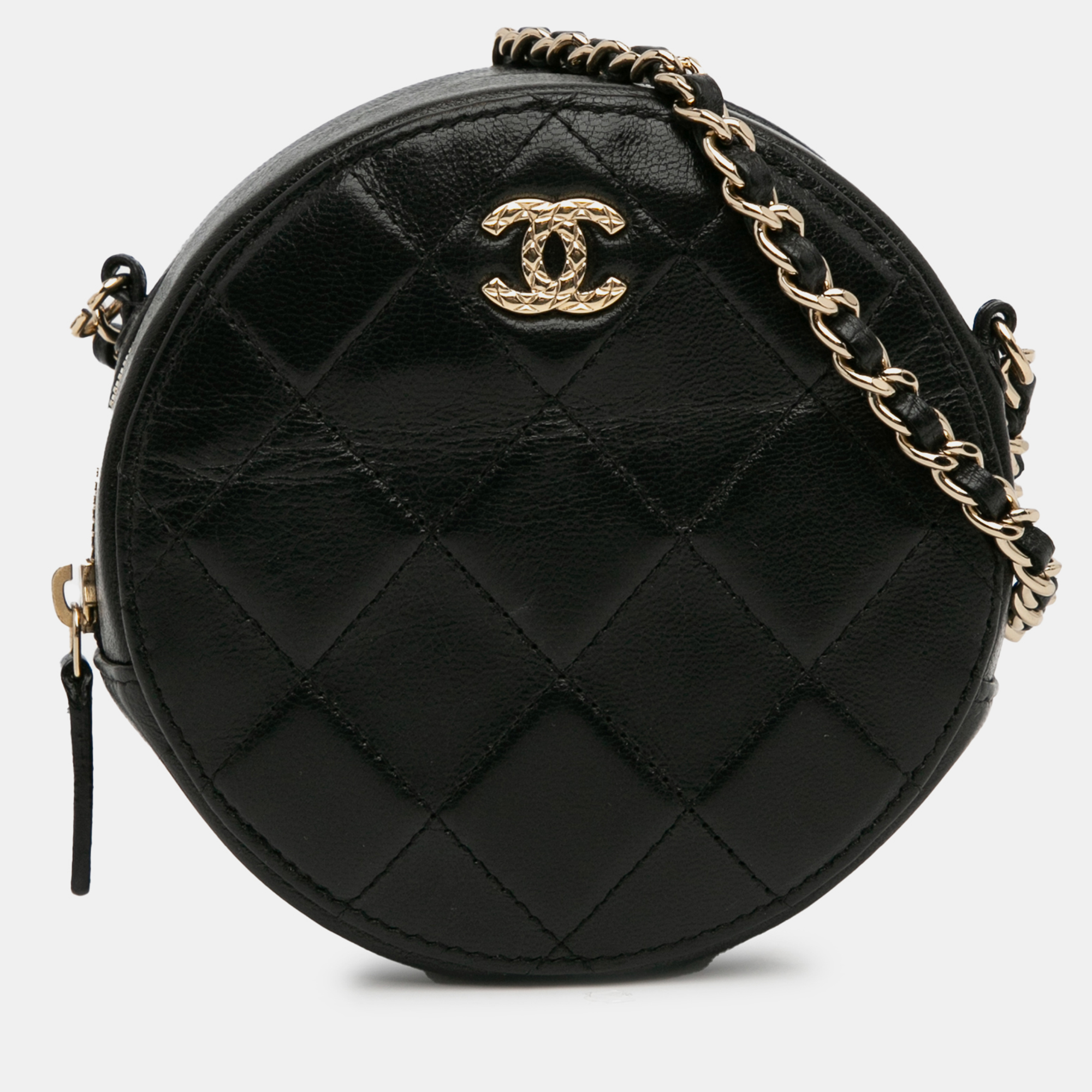Chanel quilted lambskin round crossbody bag