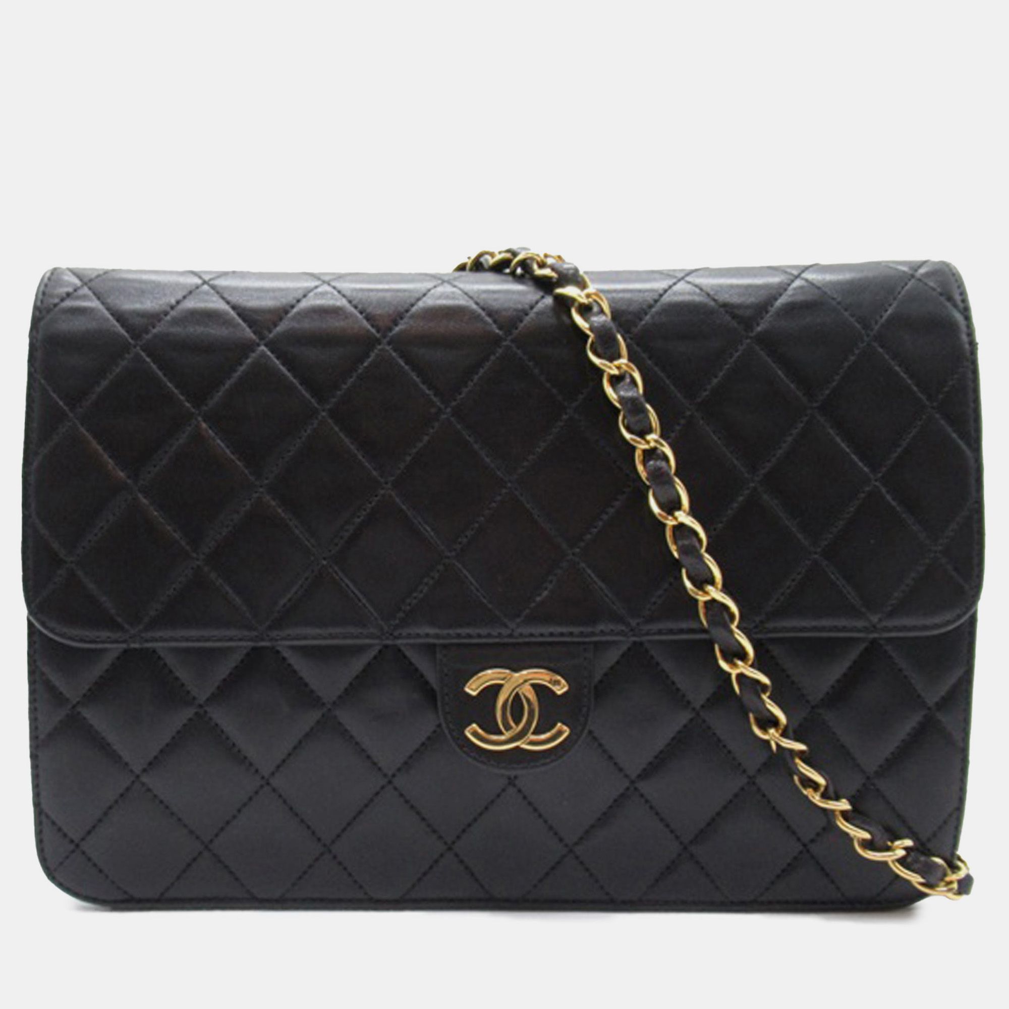 Chanel cc quilted lambskin single flap bag